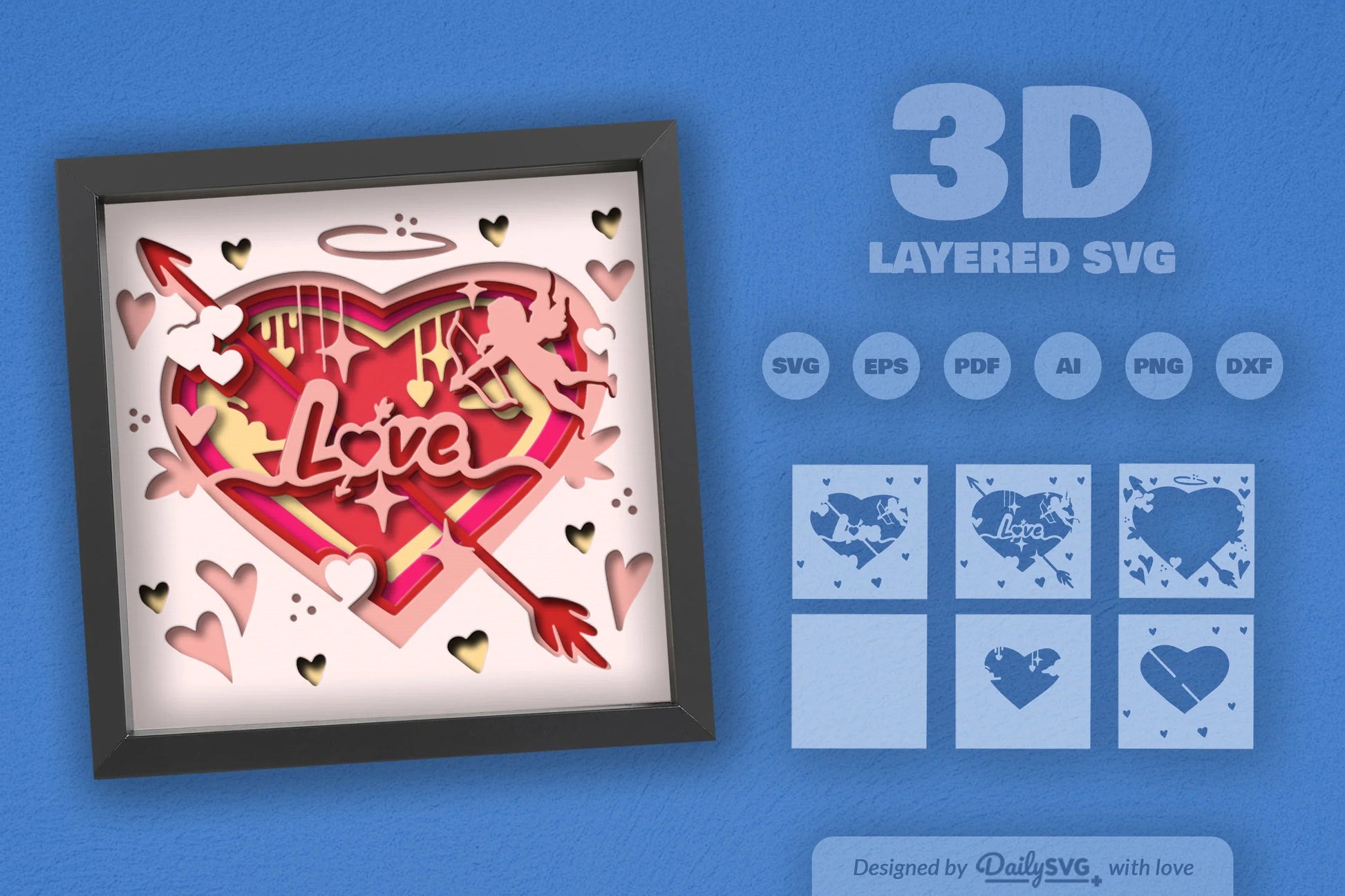 Valentine's Day Cupid Papercut SVG Bundle - CraftNest - Digital Crafting and Art