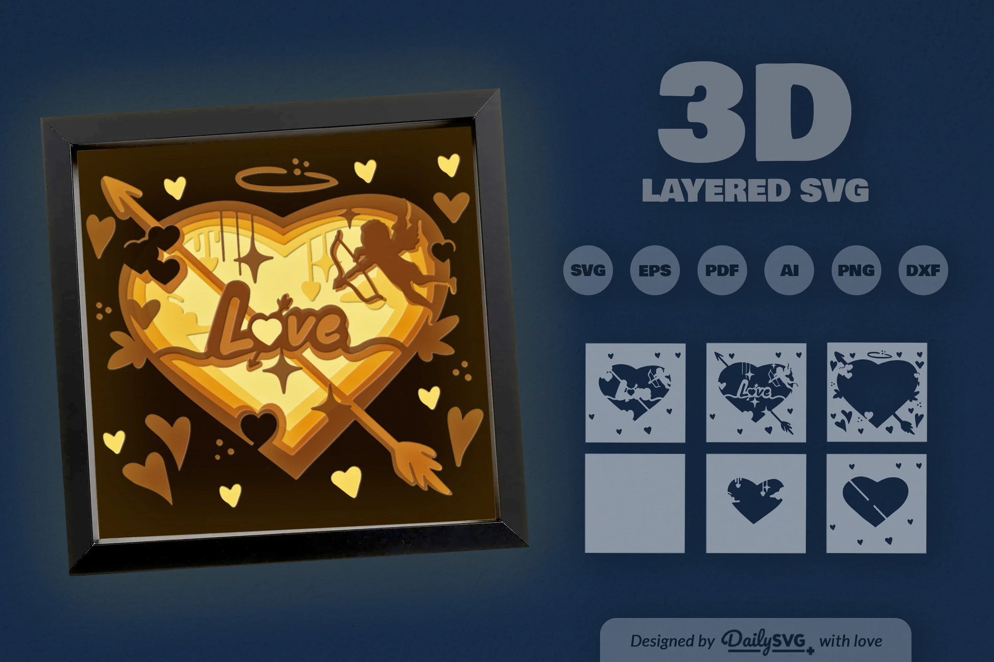 Valentine's Day Cupid Papercut SVG Bundle - CraftNest - Digital Crafting and Art