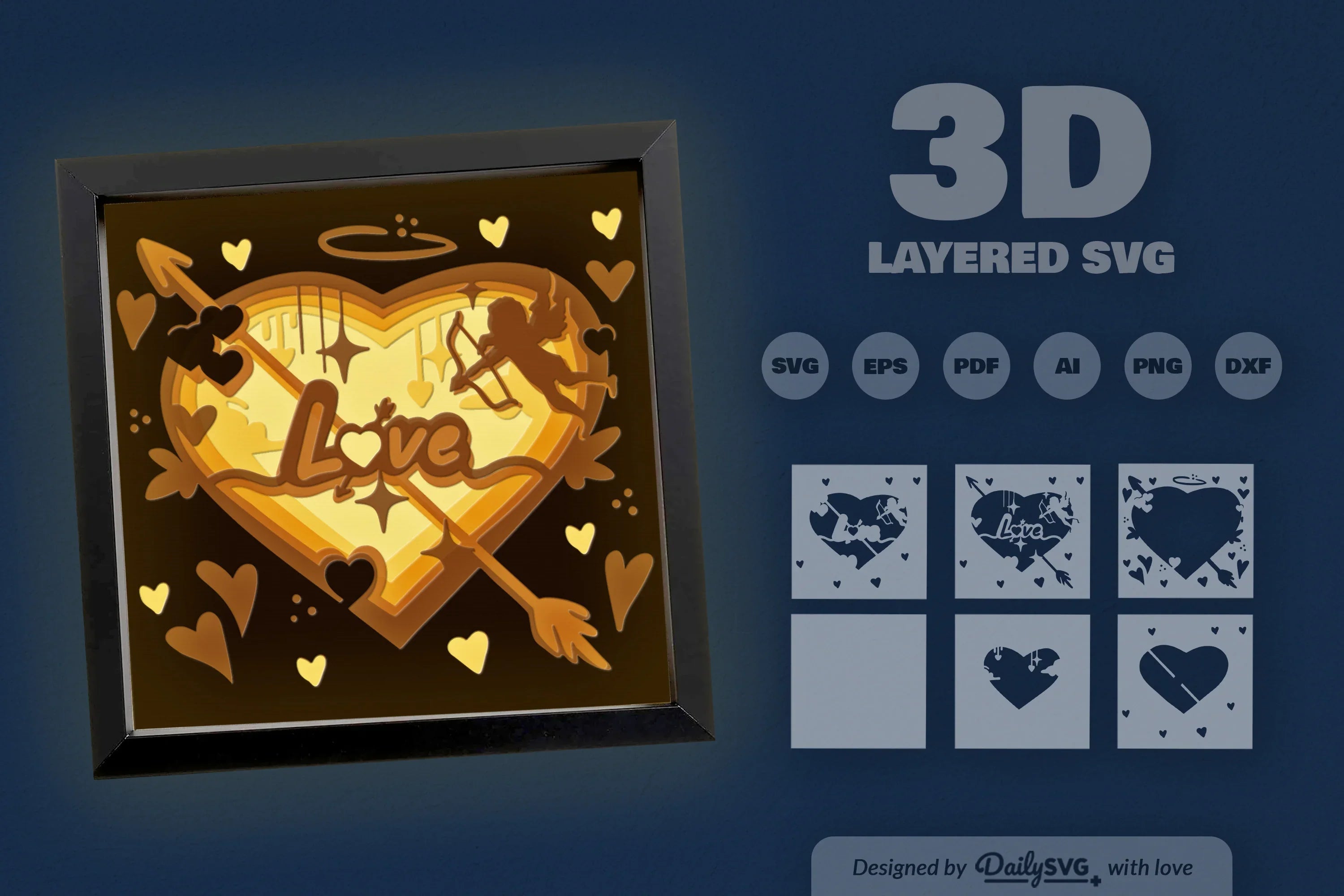 Valentine's Day Cupid Papercut SVG Bundle - CraftNest - Digital Crafting and Art