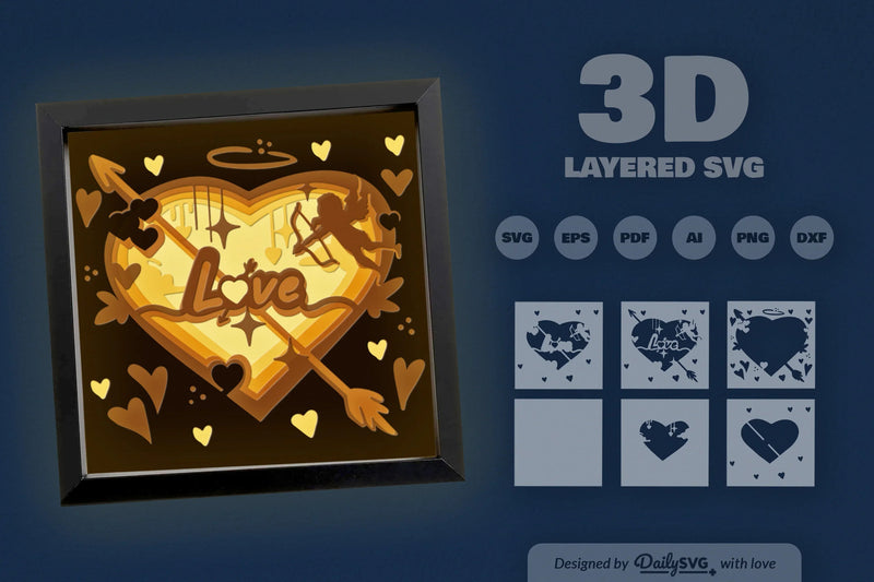 Valentine's Day Cupid Papercut SVG Bundle - CraftNest - Digital Crafting and Art
