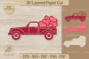 Valentine Truck Layered Paper Cut Clipart Bundle