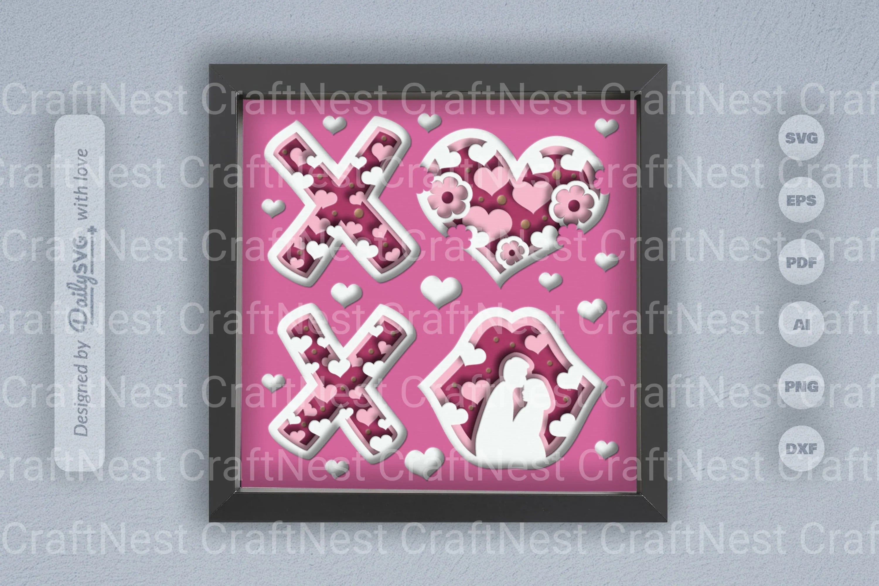 Valentine XOXO Couple Papercut SVG Bundle