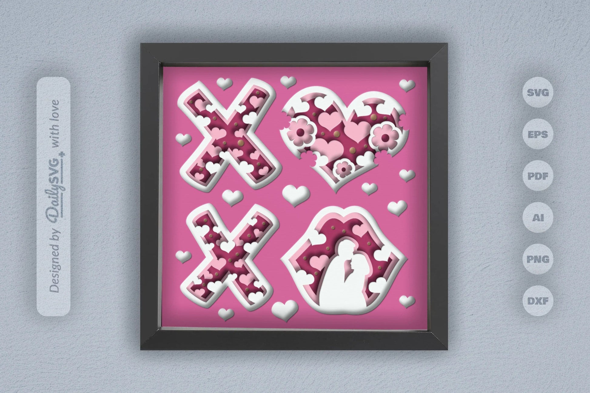 Valentine XOXO Couple Papercut SVG Bundle - CraftNest - Digital Crafting and Art