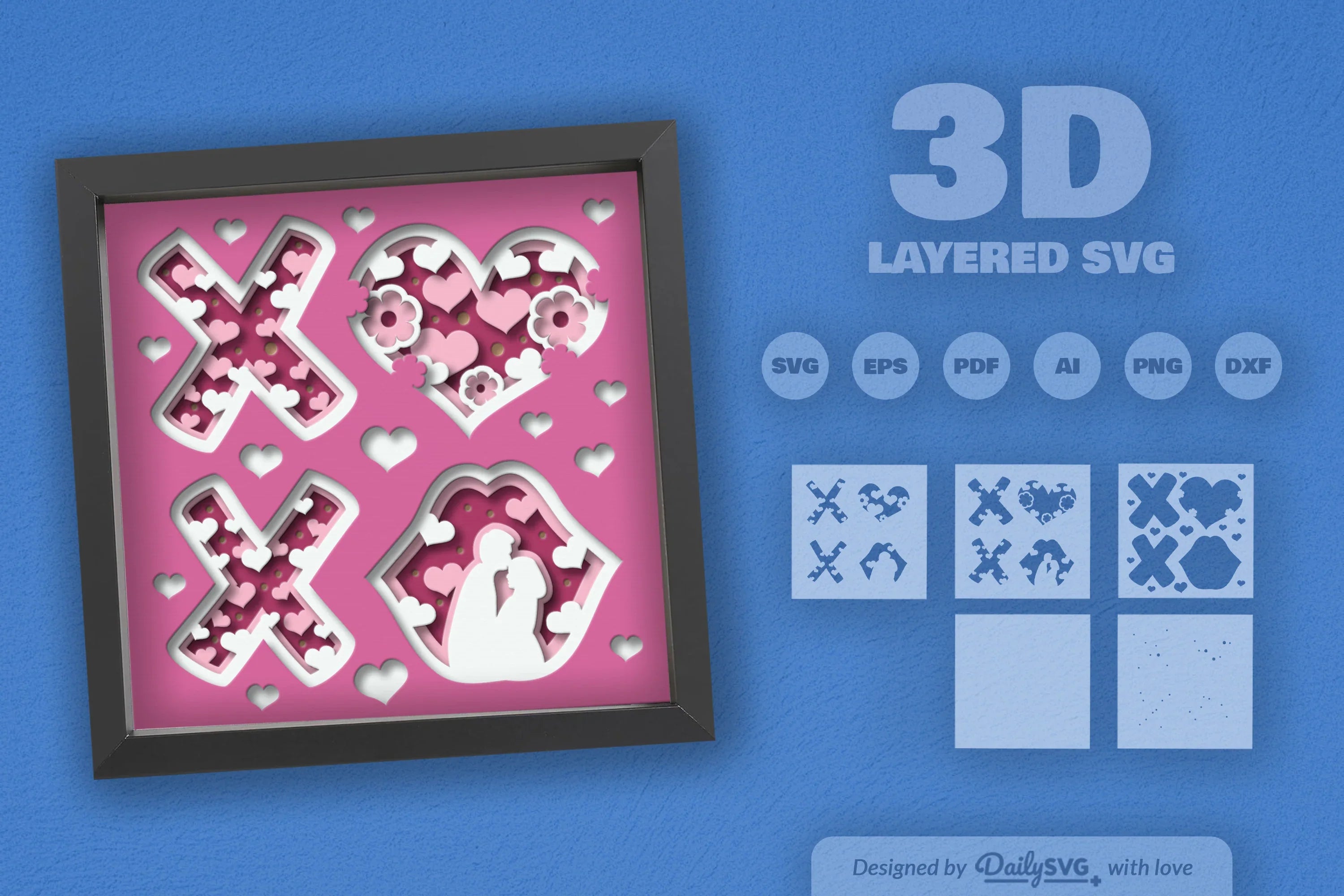 Valentine XOXO Couple Papercut SVG Bundle - CraftNest - Digital Crafting and Art