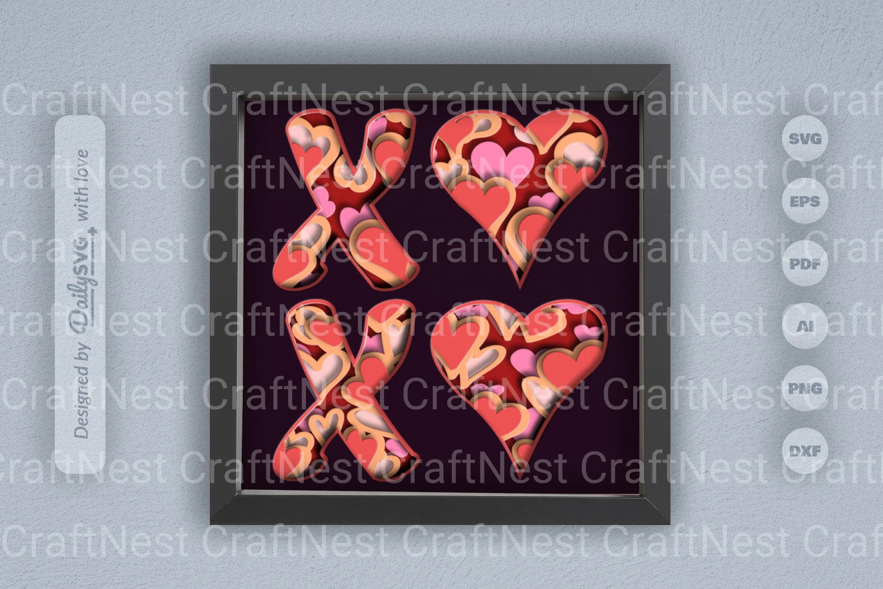 Valentine XOXO Papercut SVG Bundle