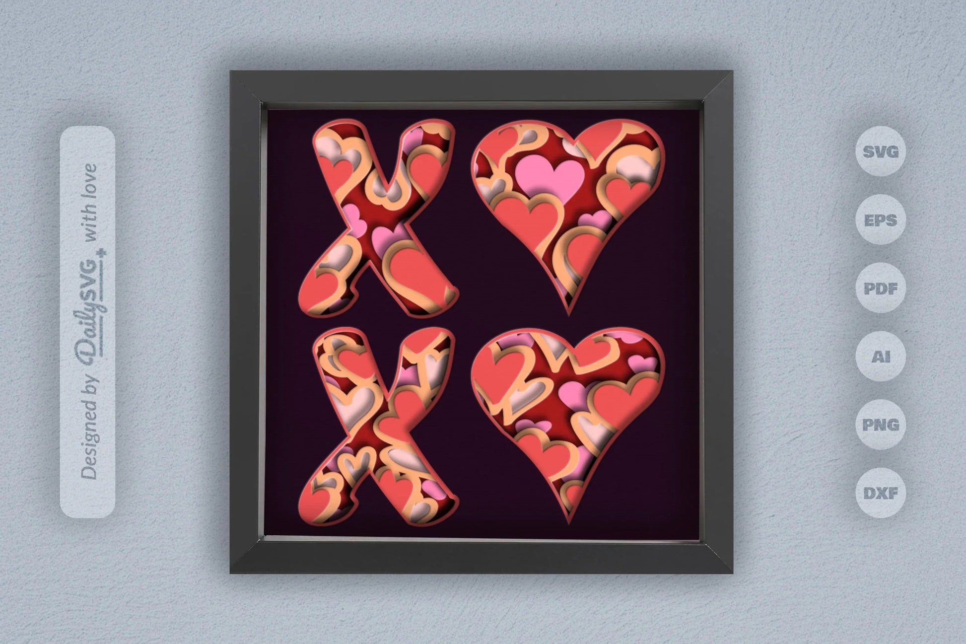Valentine XOXO Papercut SVG Bundle - CraftNest - Digital Crafting and Art