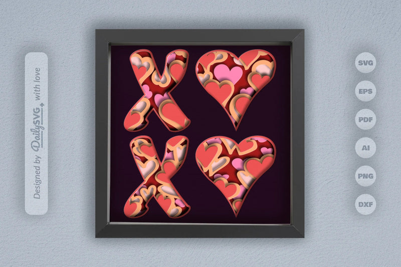 Valentine XOXO Papercut SVG Bundle - CraftNest - Digital Crafting and Art
