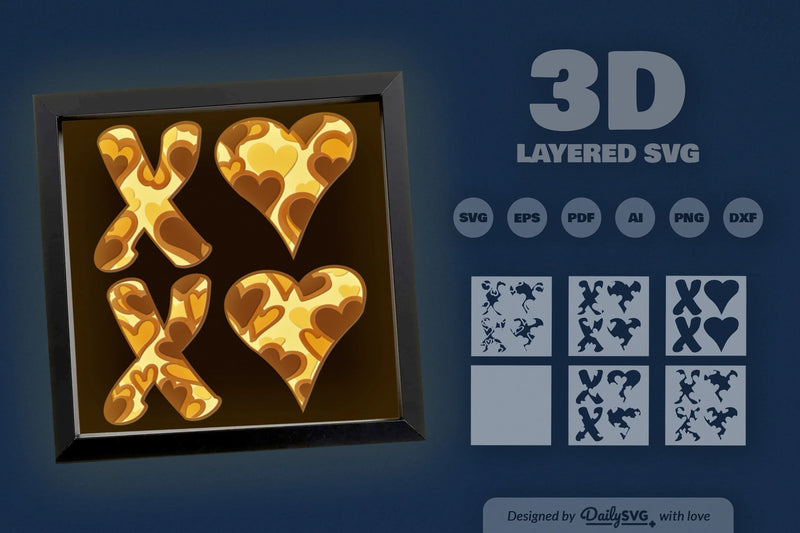 Valentine XOXO Papercut SVG Bundle - CraftNest - Digital Crafting and Art