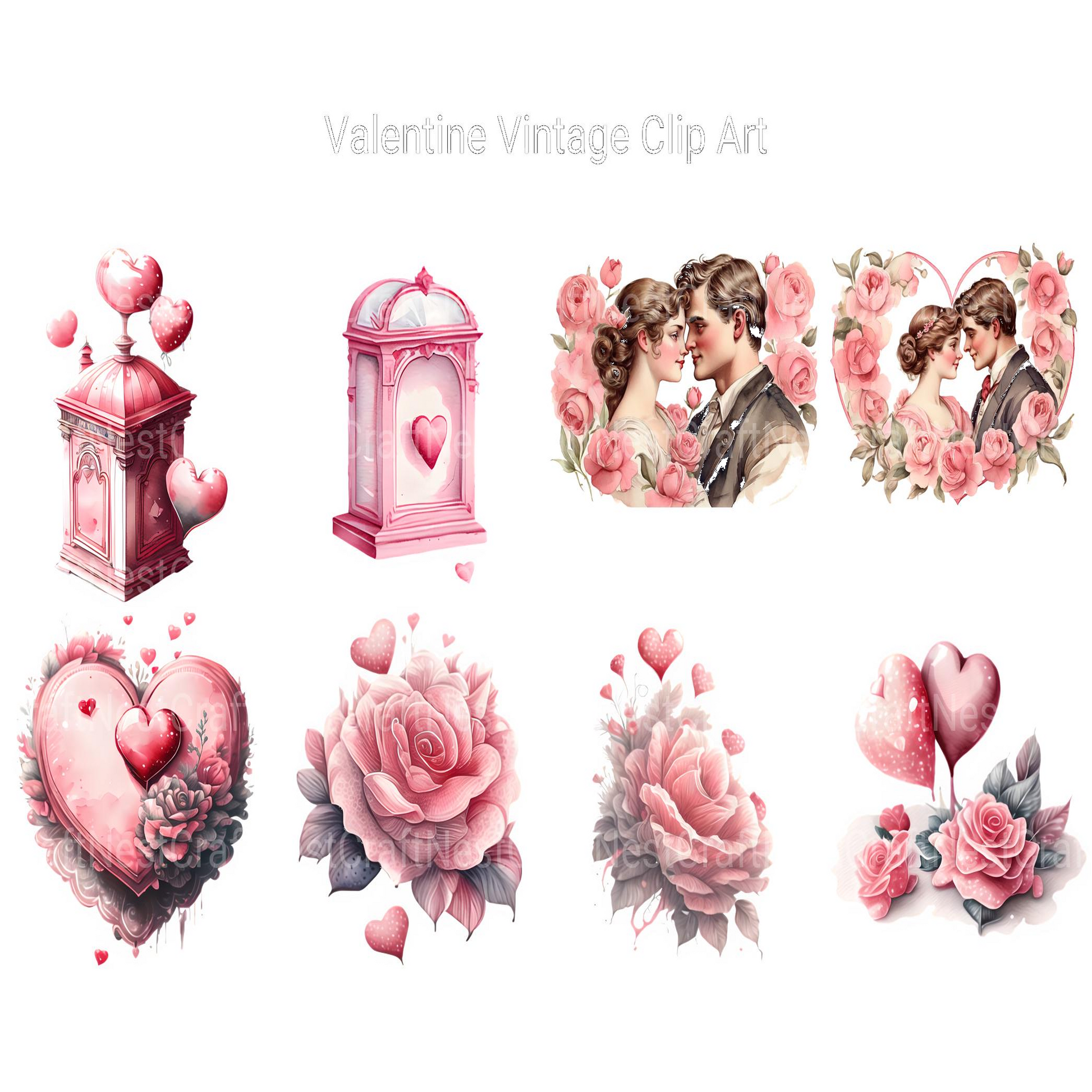Vintage Valentine Clipart - CraftNest - Digital Crafting and Art