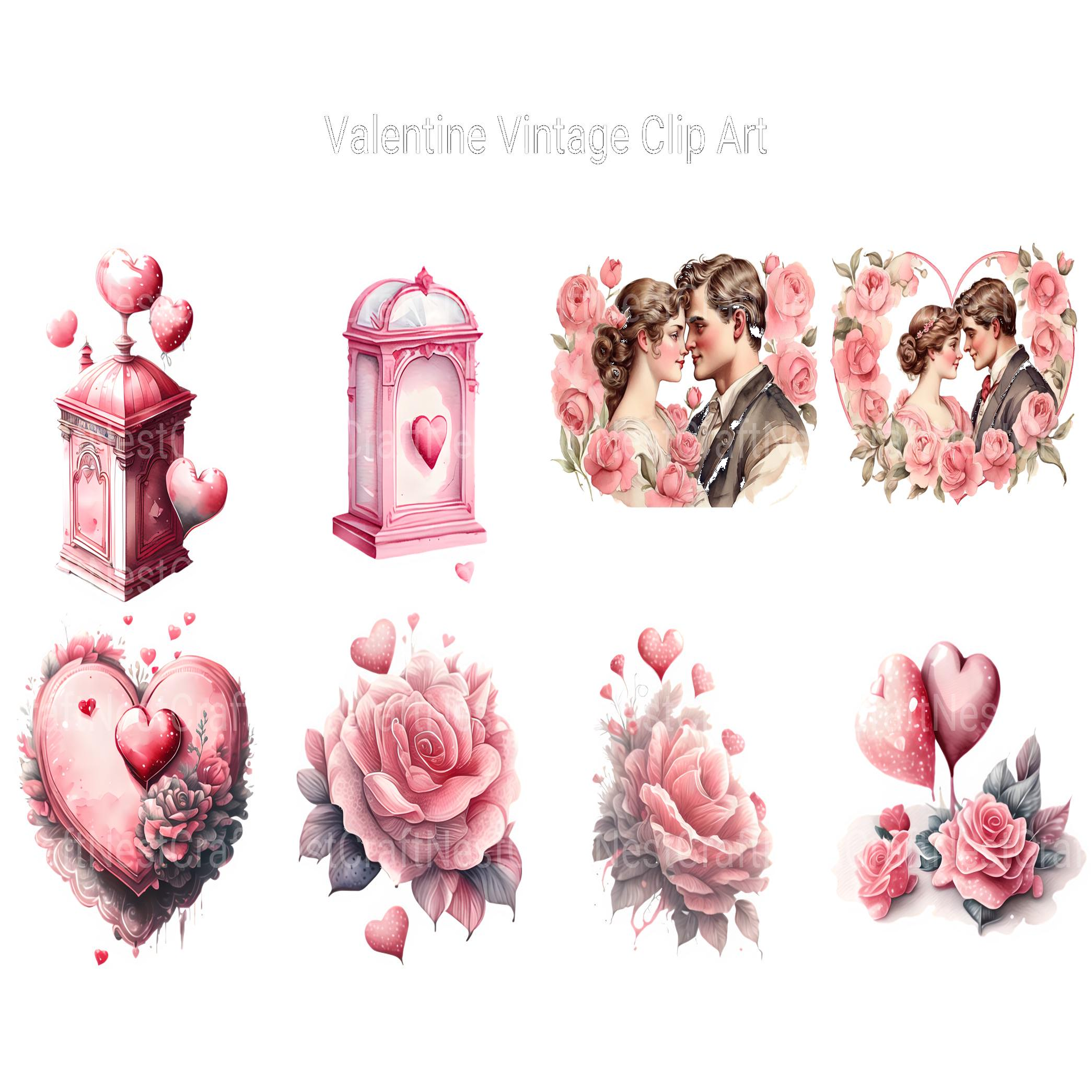 Vintage Valentine Clipart - CraftNest - Digital Crafting and Art