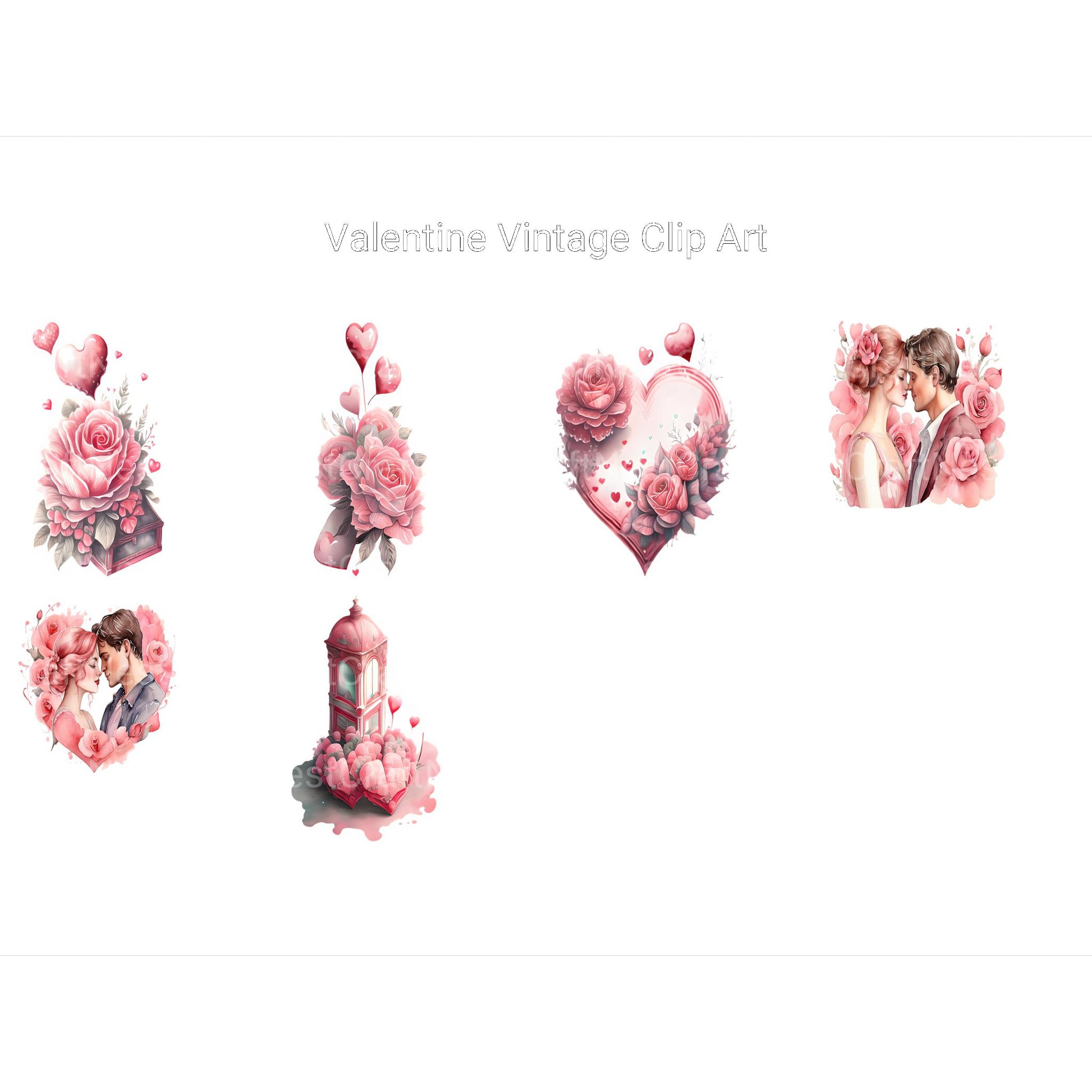 Vintage Valentine Clipart - CraftNest - Digital Crafting and Art