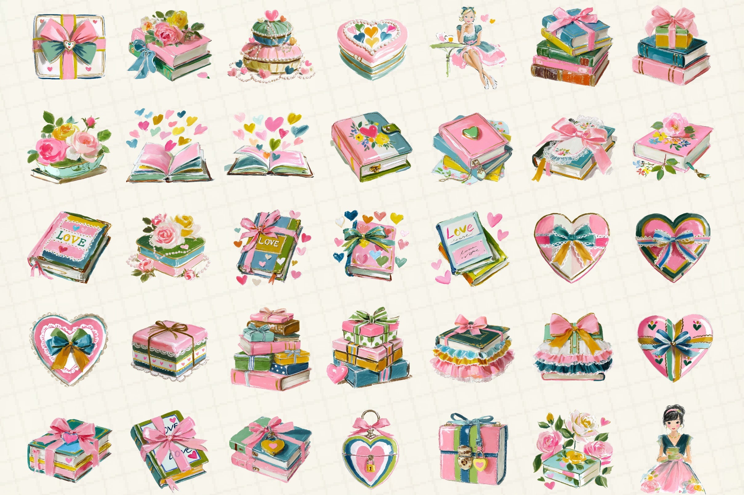 Valentine's Coquette Clipart Bundle for Books