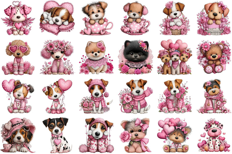 Valentine's Day Dog Coquette Clipart Bundle - CraftNest - Digital Crafting and Art