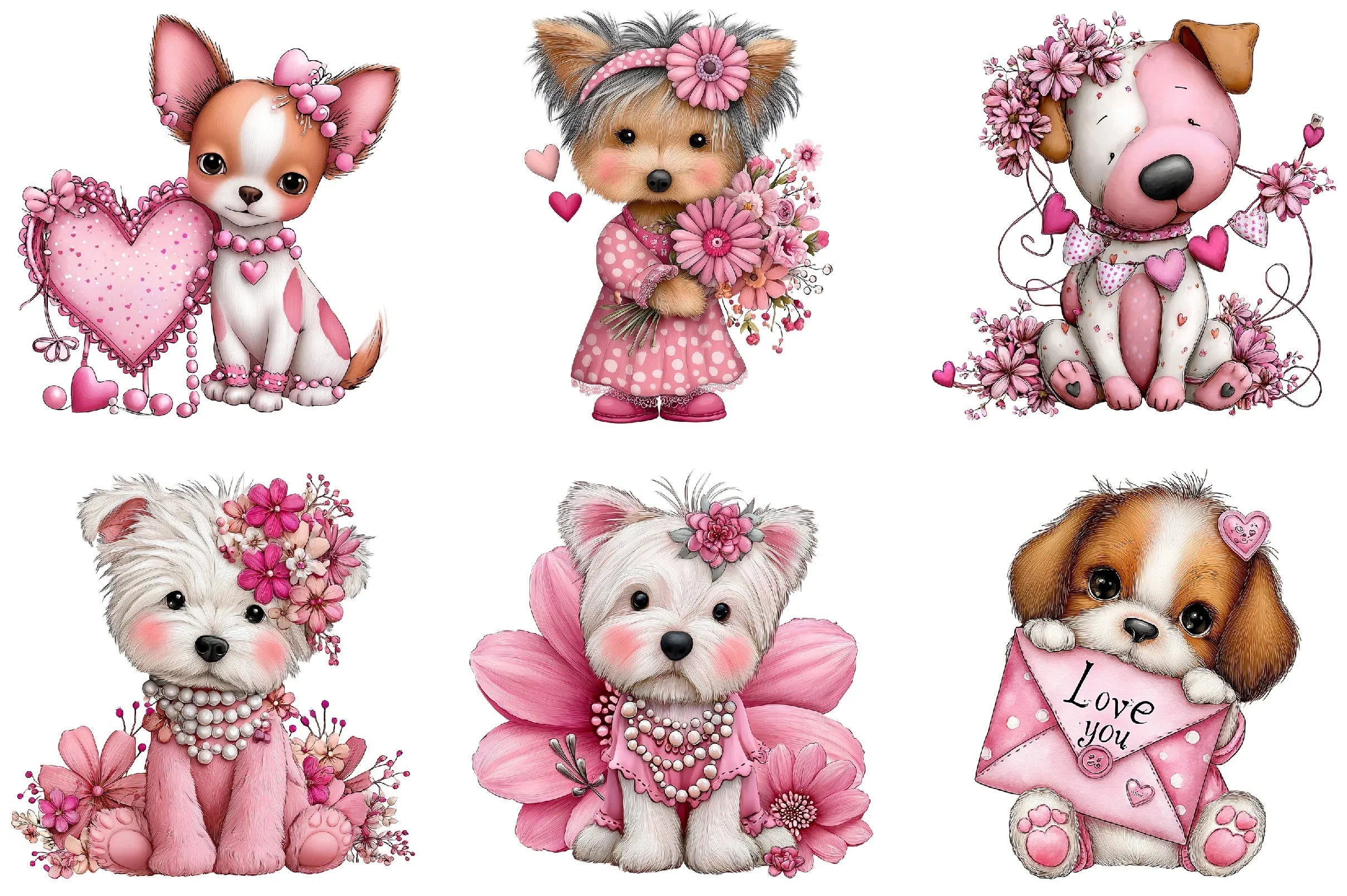 Valentine's Day Dog Coquette Clipart Bundle - CraftNest - Digital Crafting and Art