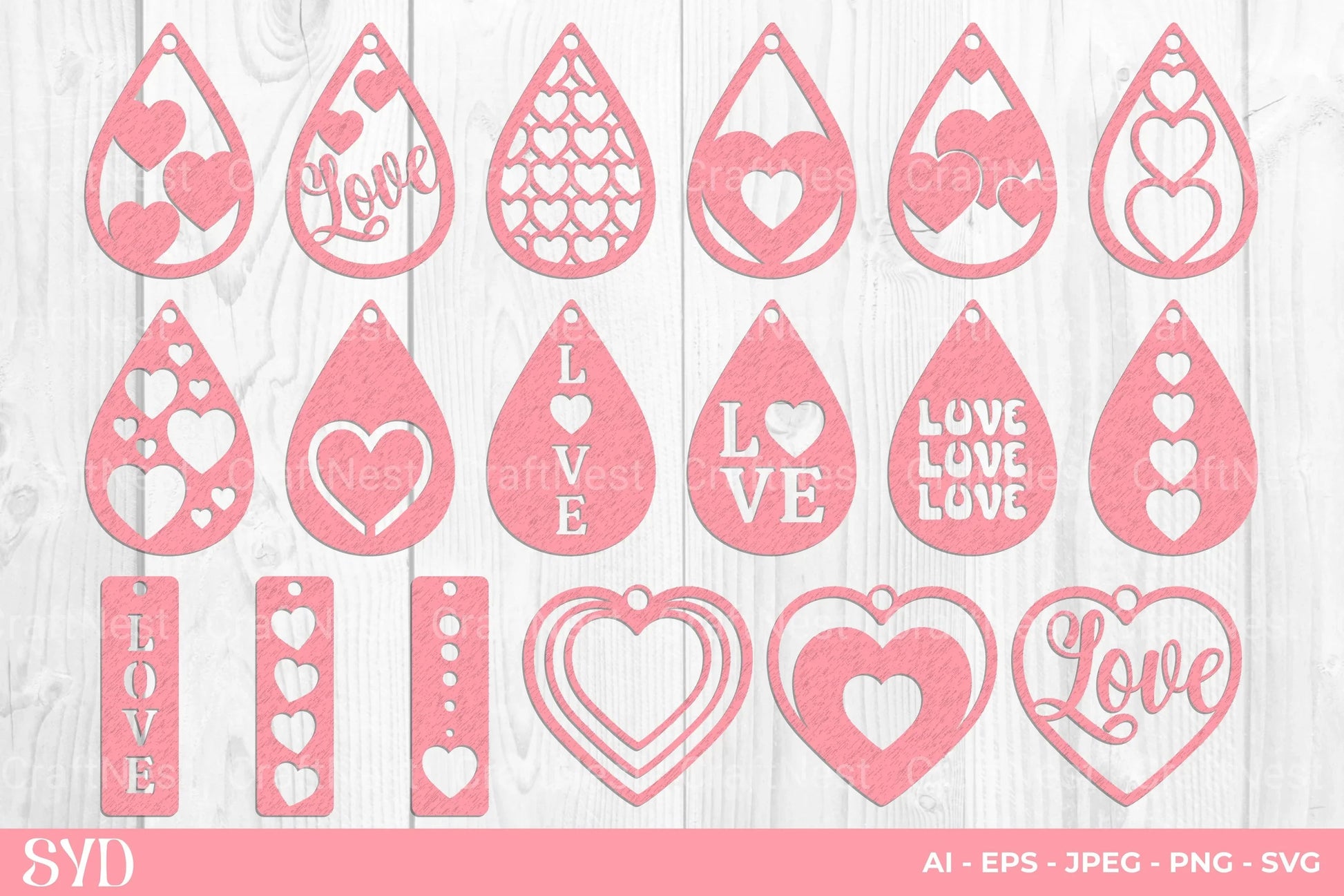 Valentine's Day Earring SVG Bundle - CraftNest - Digital Crafting and Art