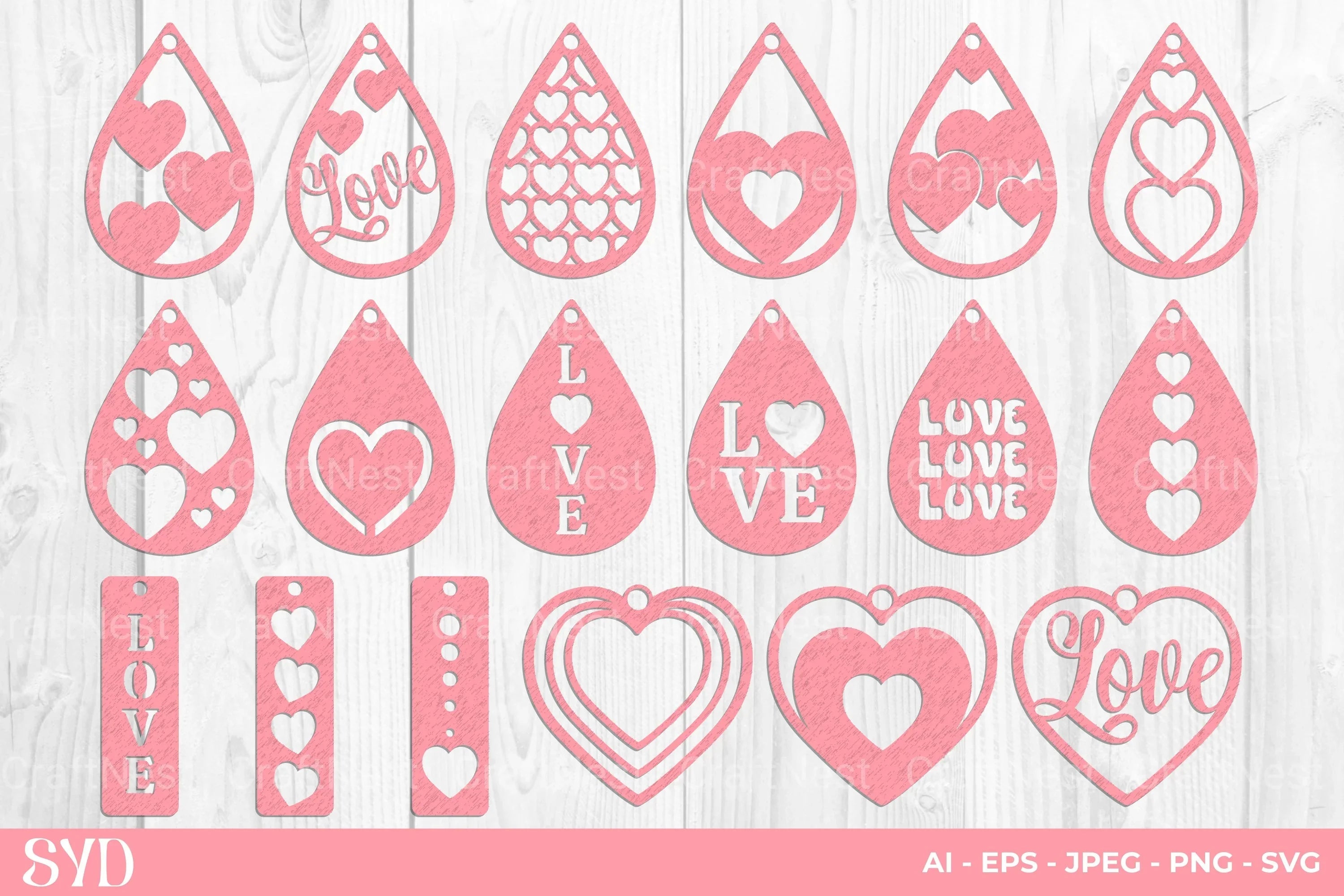 Valentine's Day Earring SVG Bundle - CraftNest - Digital Crafting and Art