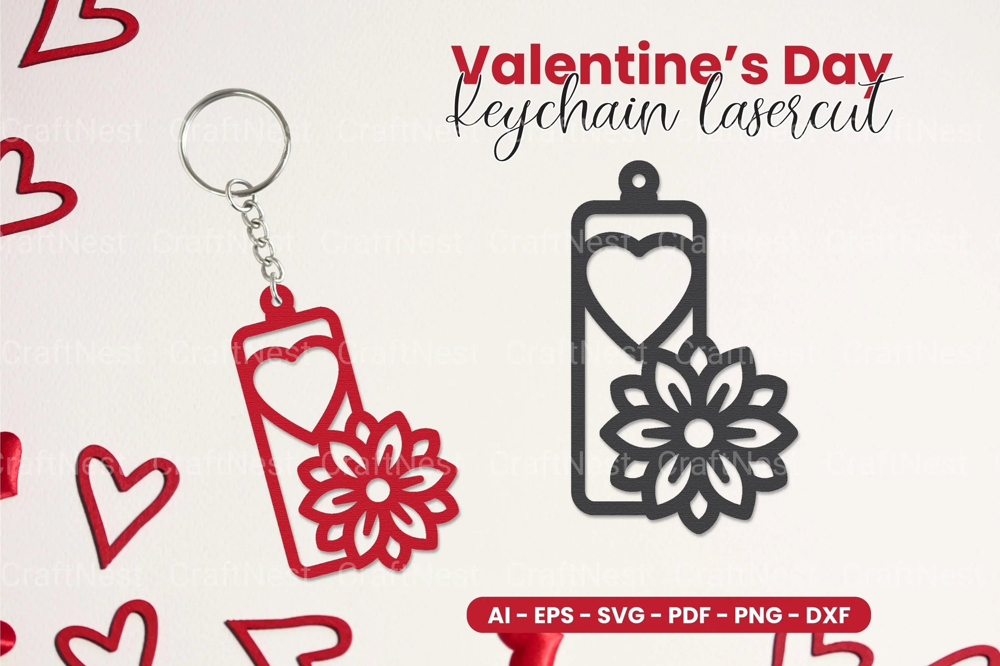 Valentine's Day Keychain Laser Cut SVG Bundle - CraftNest - Digital Crafting and Art