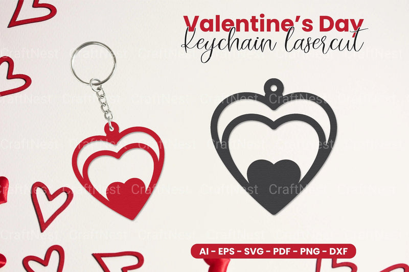 Valentine's Day Keychain Laser Cut SVG Bundle - CraftNest - Digital Crafting and Art