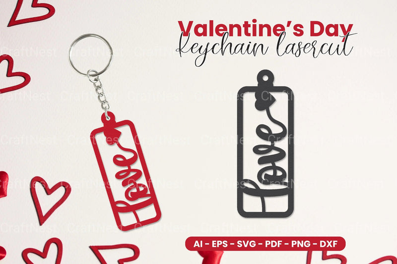 Valentine's Day Keychain Laser Cut SVG Bundle - CraftNest - Digital Crafting and Art