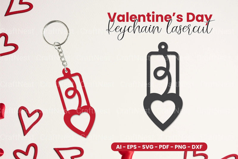 Valentine's Day Keychain Laser Cut SVG Bundle - CraftNest - Digital Crafting and Art