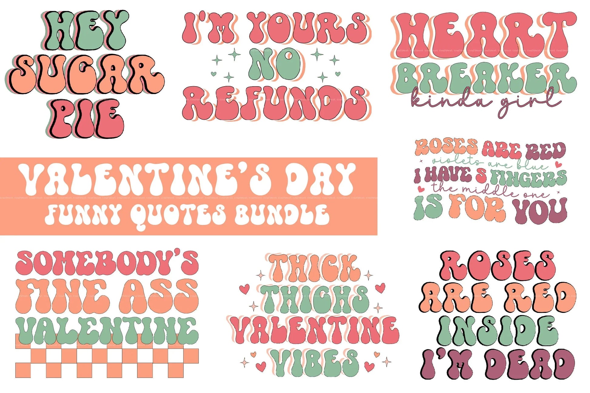 Valentine's Day Funny Quotes SVG Bundle - CraftNest - Digital Crafting and Art