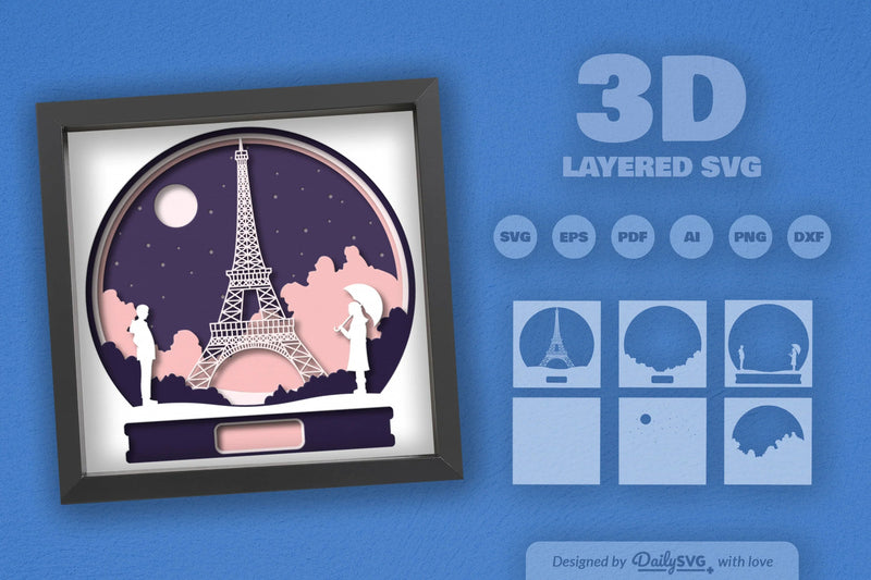 Valentine's Day Paris Papercut SVG Bundle - CraftNest - Digital Crafting and Art