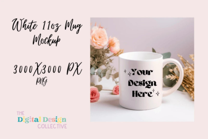 Floral Coffee Mug Mockup Design - CraftNest - Digital Crafting and Art