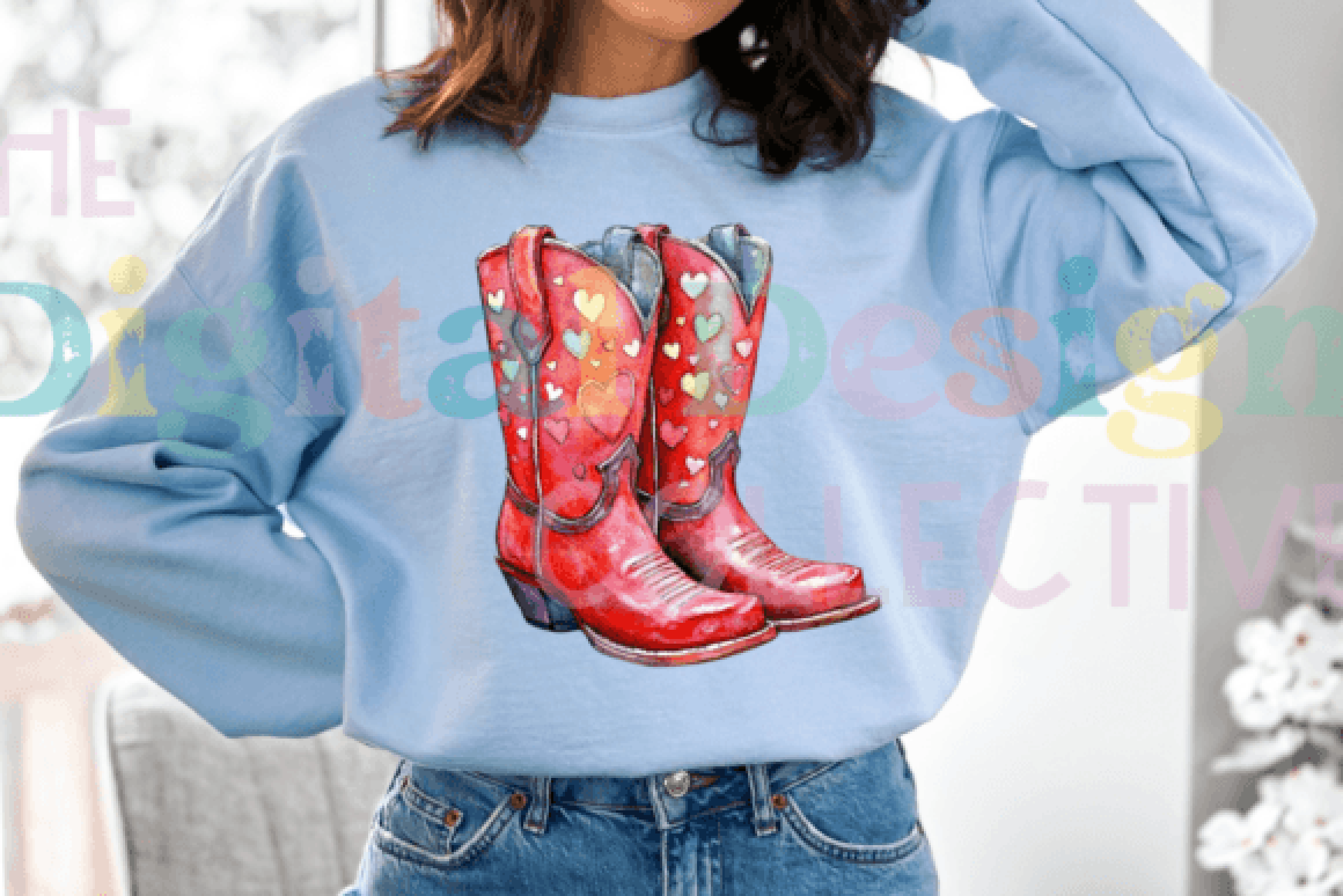 Valentine's Day Cowgirl Boots Clipart Bundle