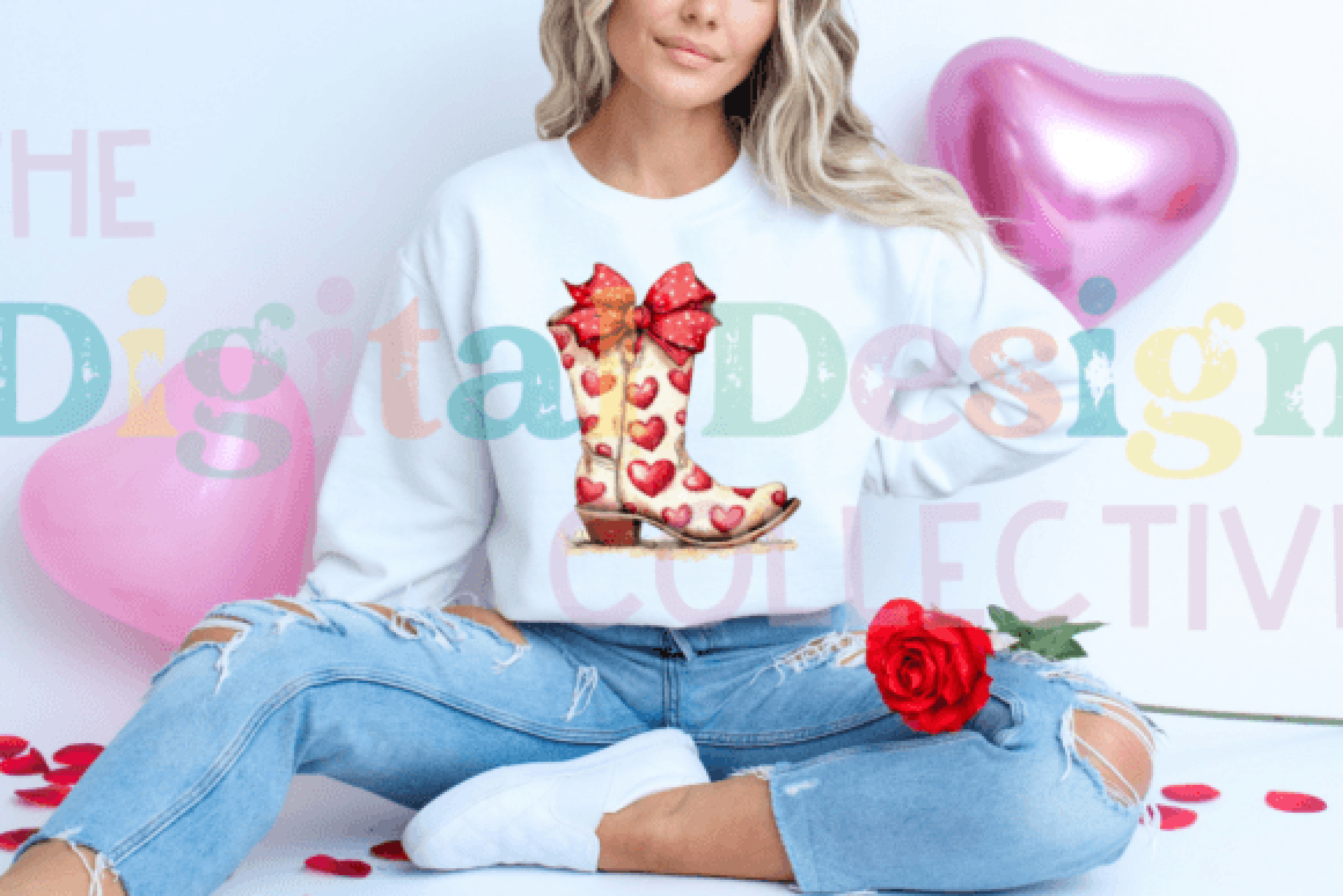 Valentine's Day Cowgirl Boots Clipart Bundle