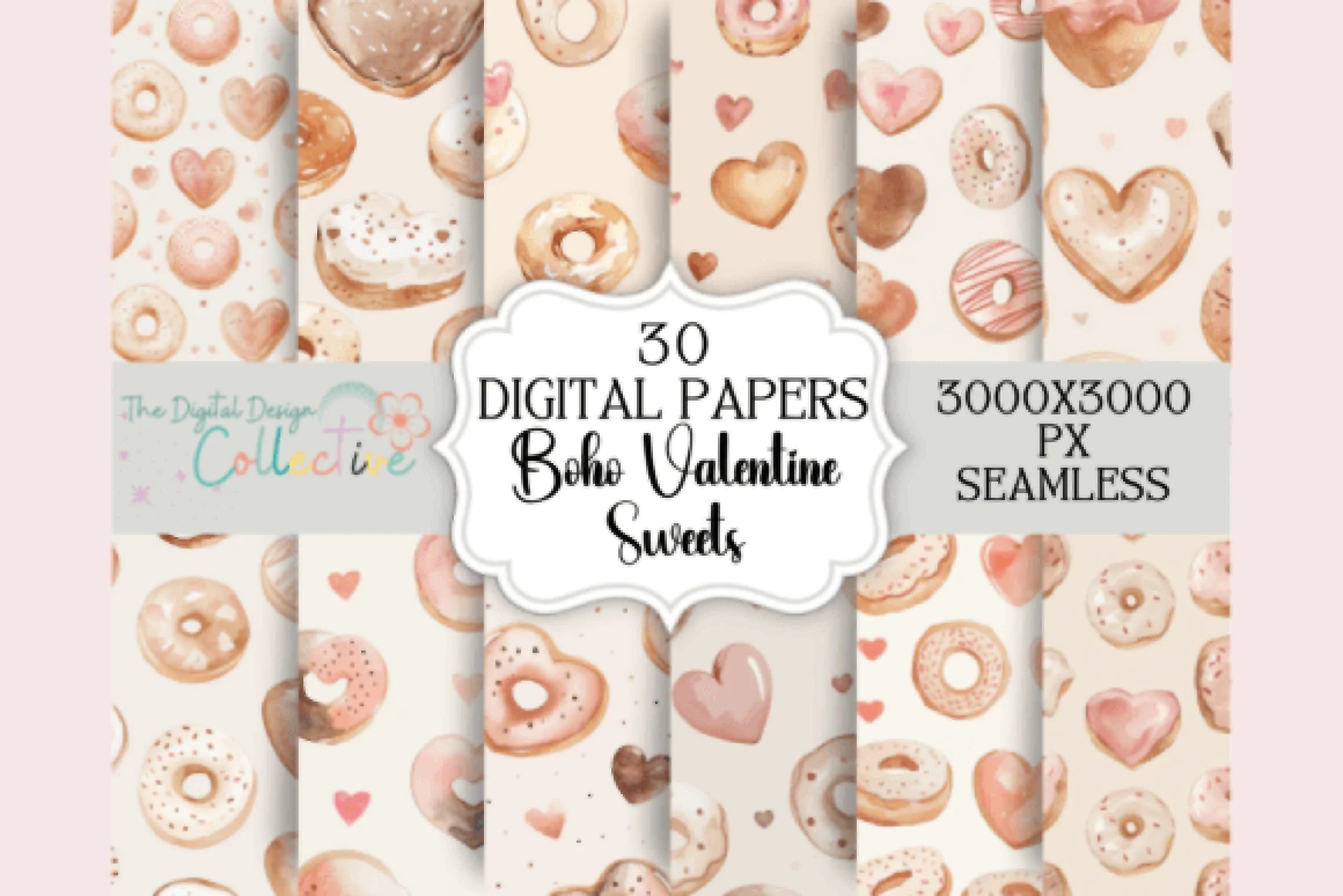 Boho Valentine's Day Seamless Digital Paper - CraftNest - Digital Crafting and Art