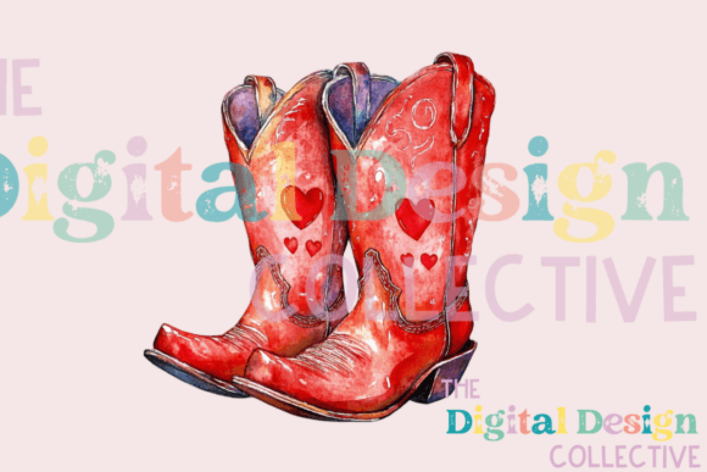 Valentine's Day Cowgirl Boots Clipart Bundle