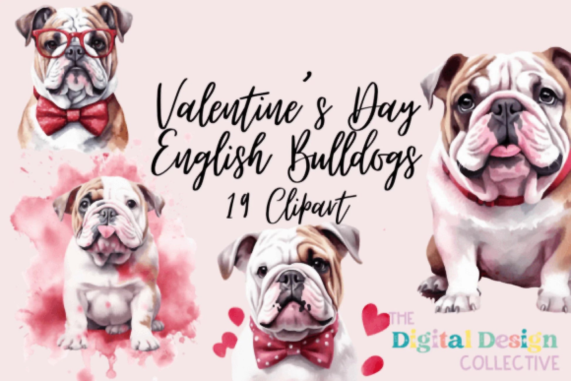 Charming Valentine's Day English Bulldogs Clipart Bundle - CraftNest - Digital Crafting and Art