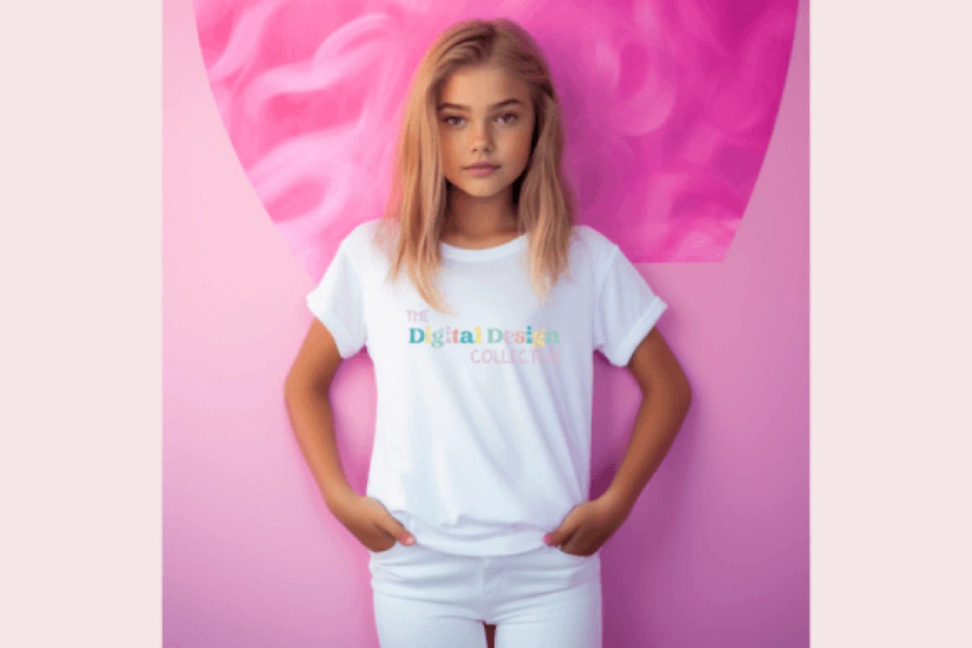 Valentine's Day Girls White Tee Mockups - CraftNest - Digital Crafting and Art