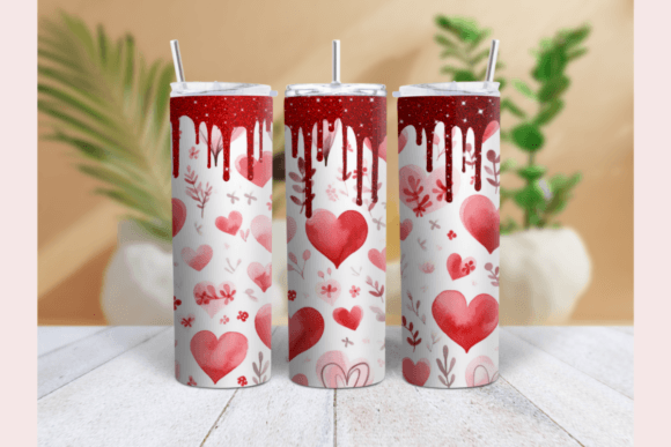 Valentine's Day Glitter Tumbler Wrap Bundle