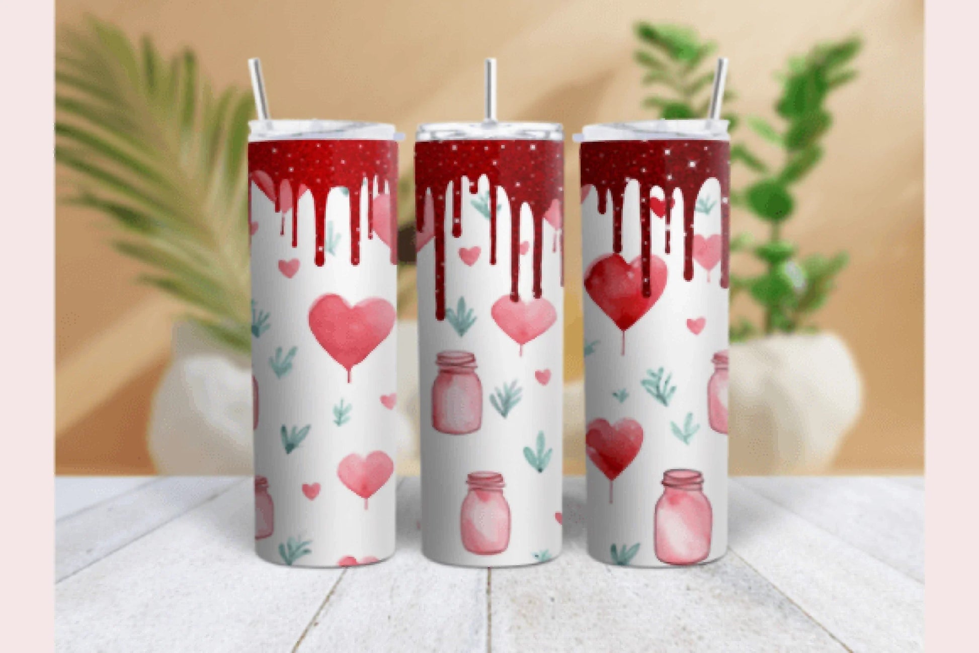 Vintage Valentine's Day Glitter Tumbler Wrap Bundle - CraftNest - Digital Crafting and Art