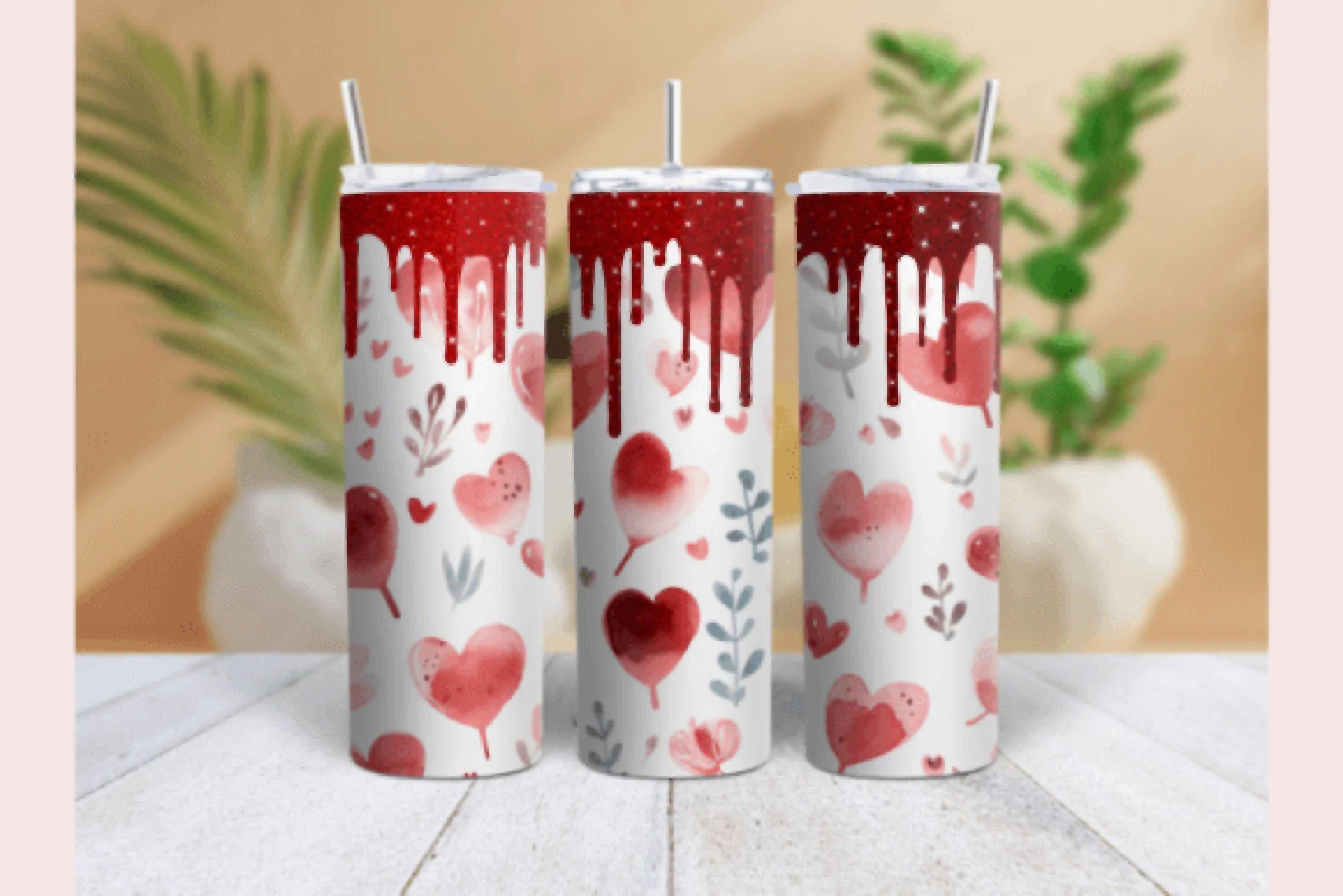 Vintage Valentine's Day Glitter Tumbler Wrap Bundle - CraftNest - Digital Crafting and Art