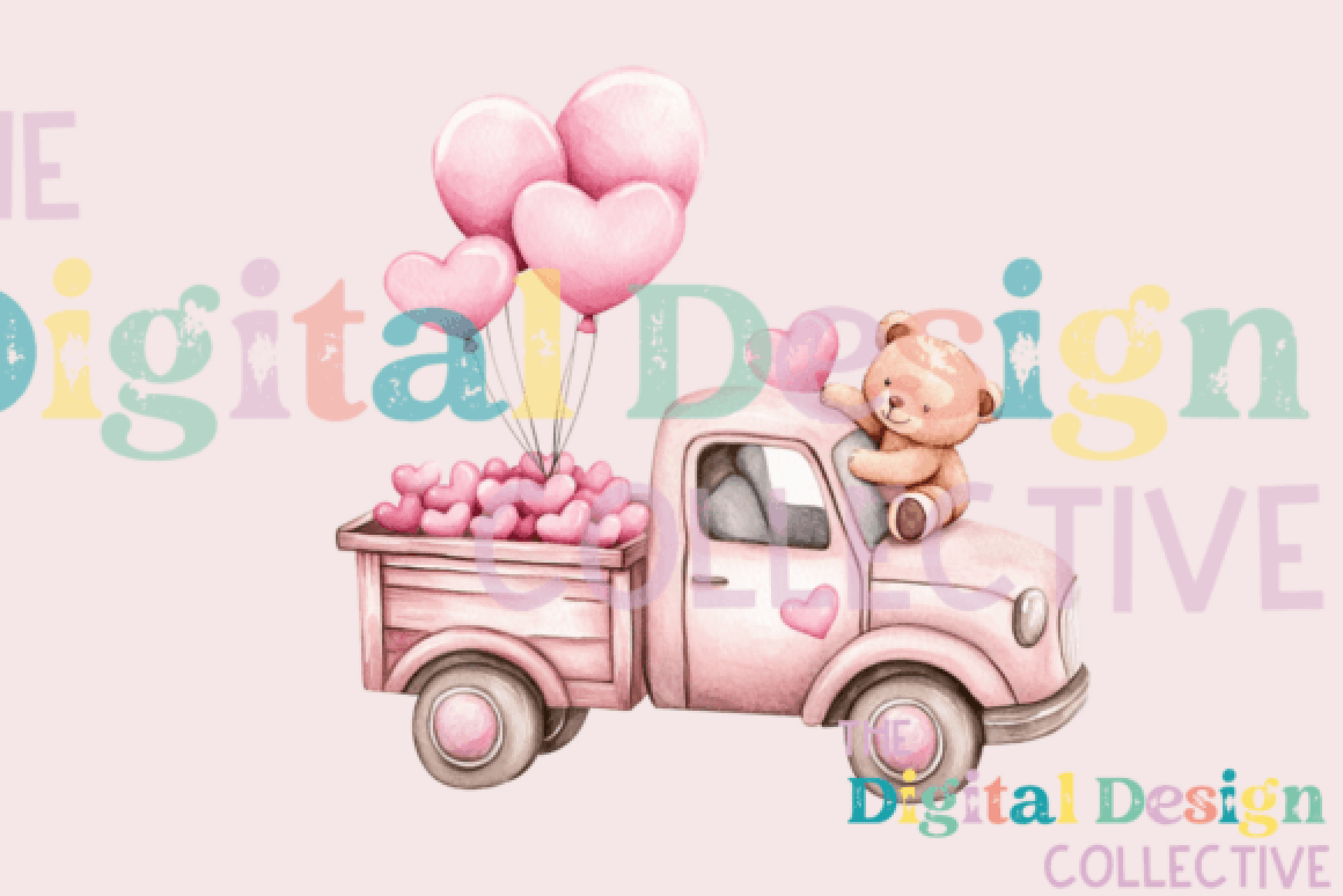 Vintage Valentine's Day Truck Clipart Bundle