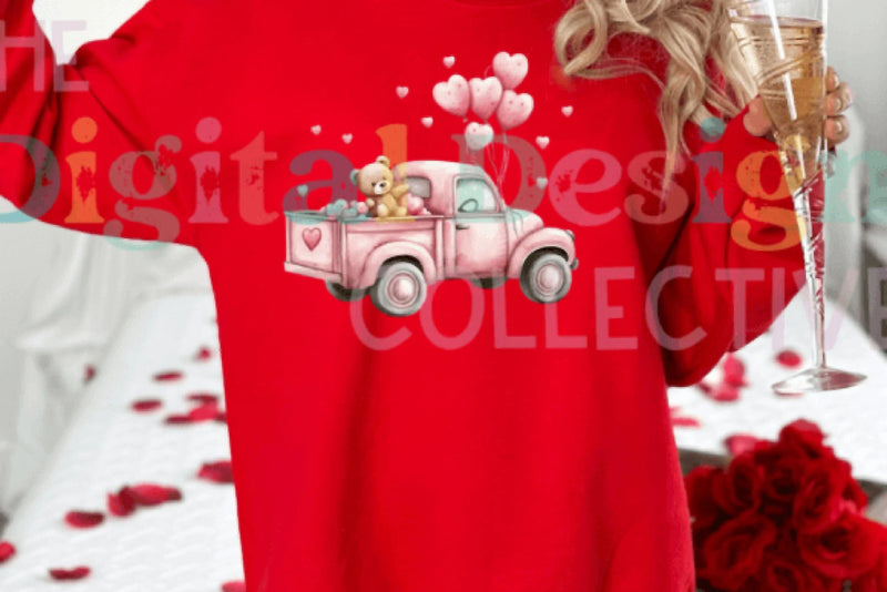 Vintage Pink Truck Valentine's Day Clipart Bundle - CraftNest - Digital Crafting and Art