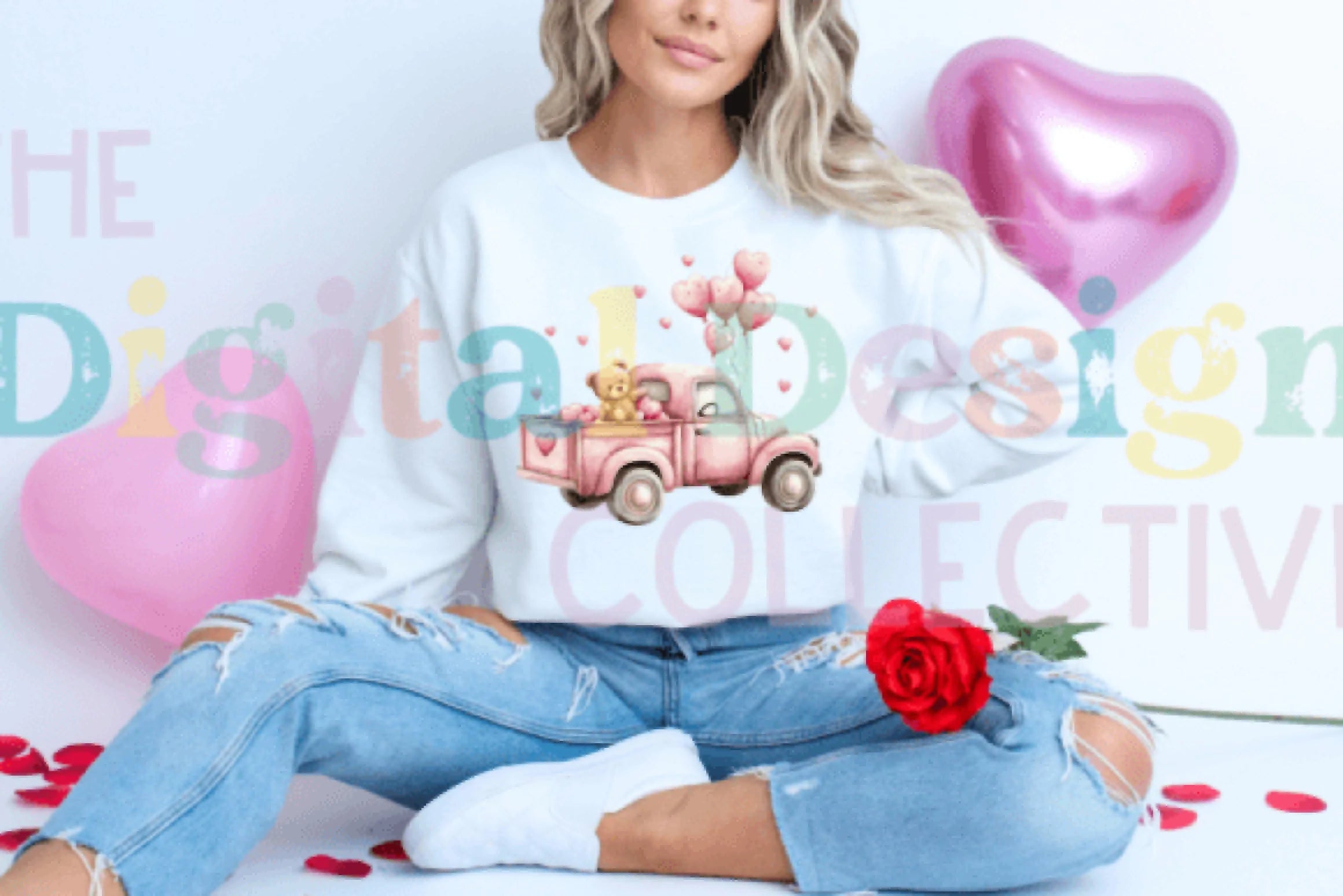 Vintage Pink Truck Valentine's Day Clipart Bundle - CraftNest - Digital Crafting and Art