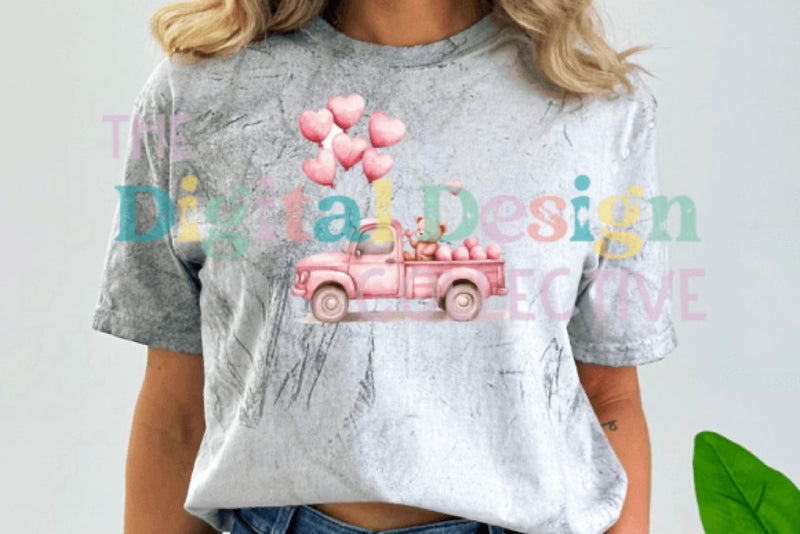 Vintage Pink Truck Valentine's Day Clipart Bundle - CraftNest - Digital Crafting and Art