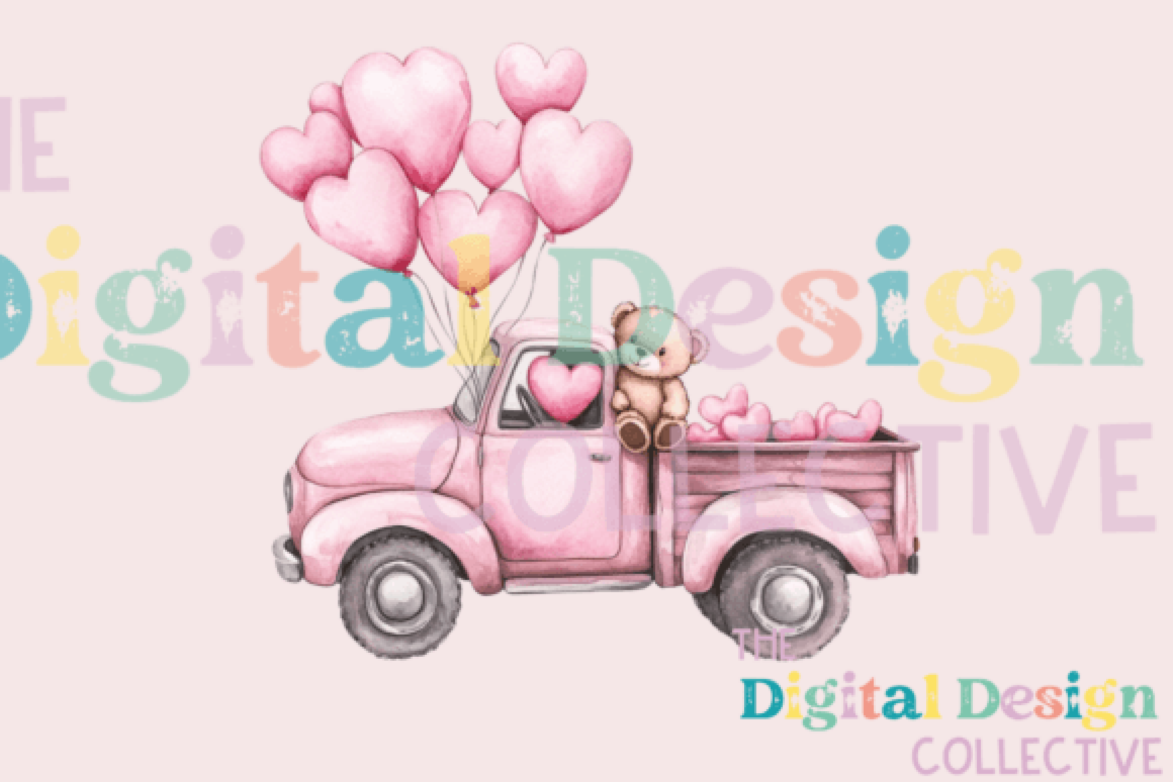 Vintage Valentine's Day Truck Clipart Bundle