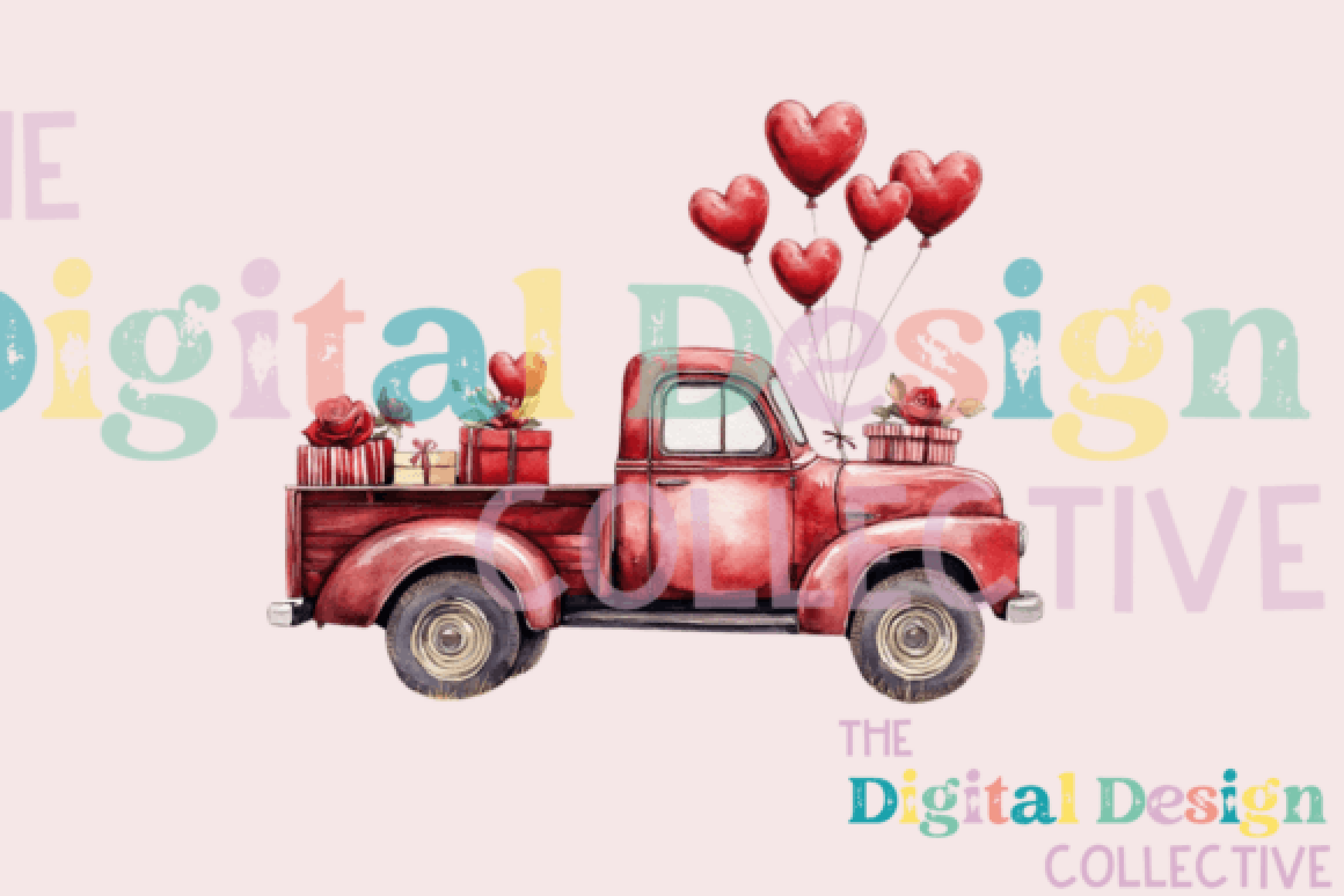Vintage Valentine's Day Truck Clipart Bundle