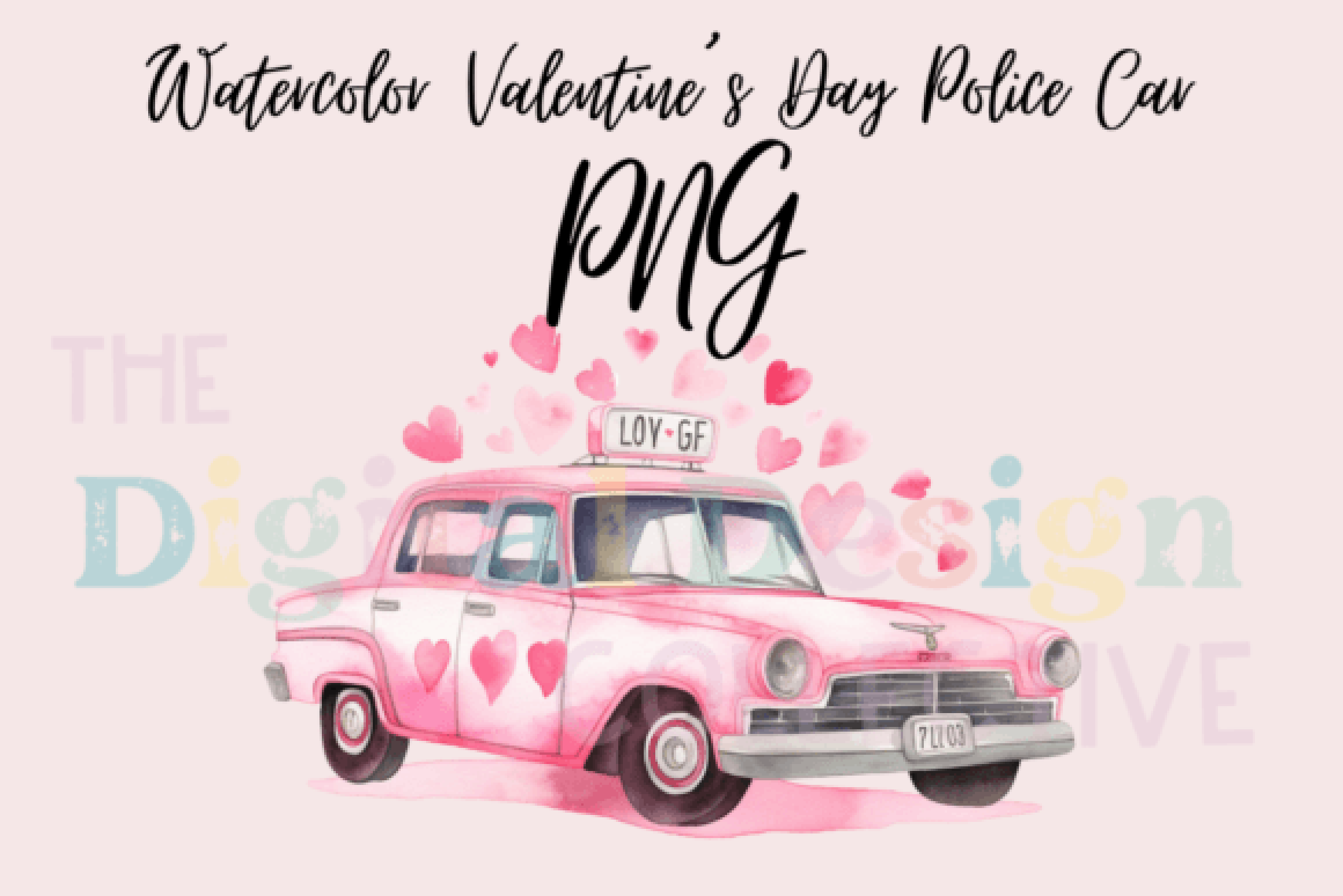 Valentine's Day Sweet Police Car Clipart Bundle