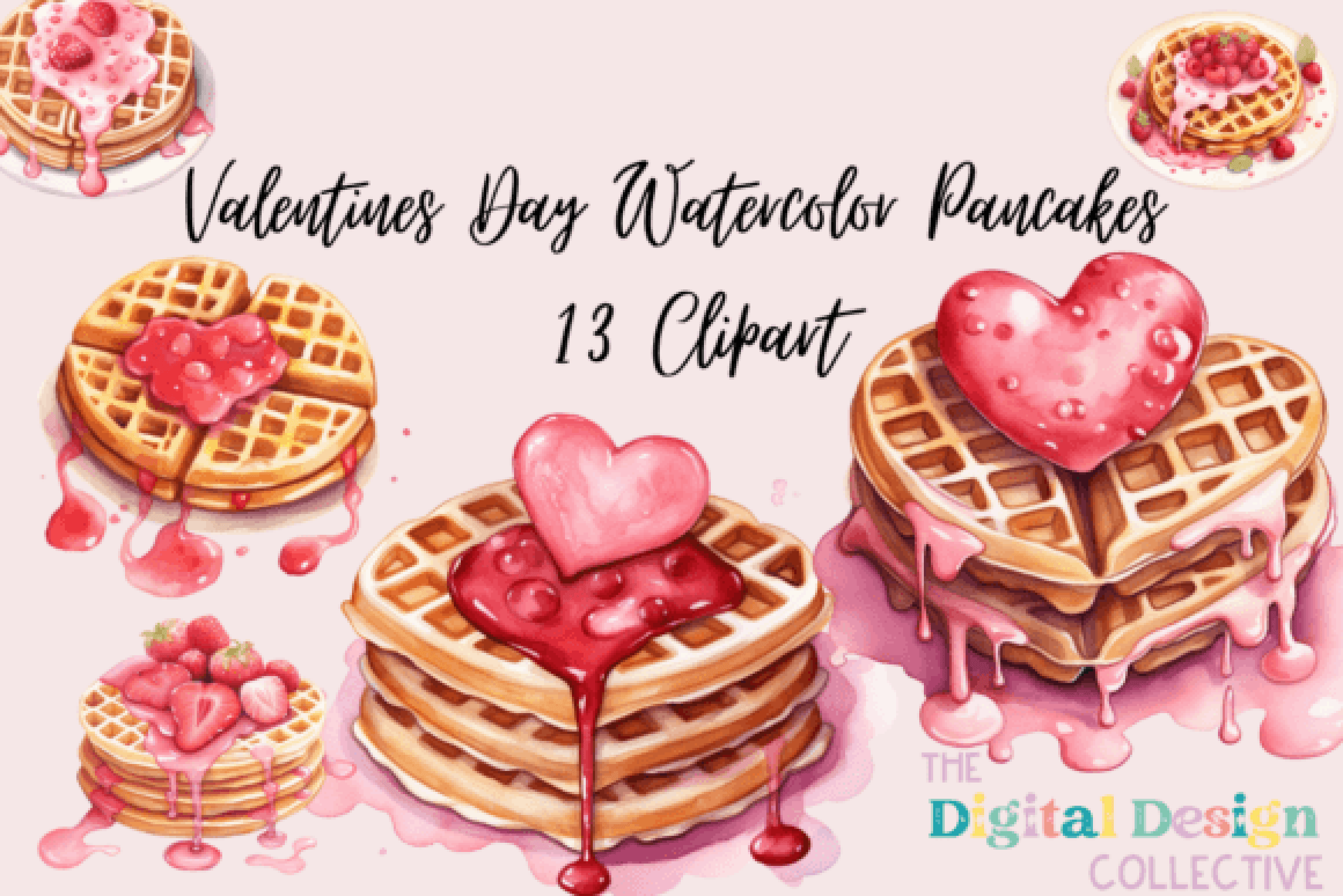 Valentine's Day Waffles Clipart Bundle - CraftNest - Digital Crafting and Art