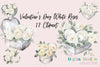 Elegant Valentine's Day White Rose Arrangements Clipart Bundle