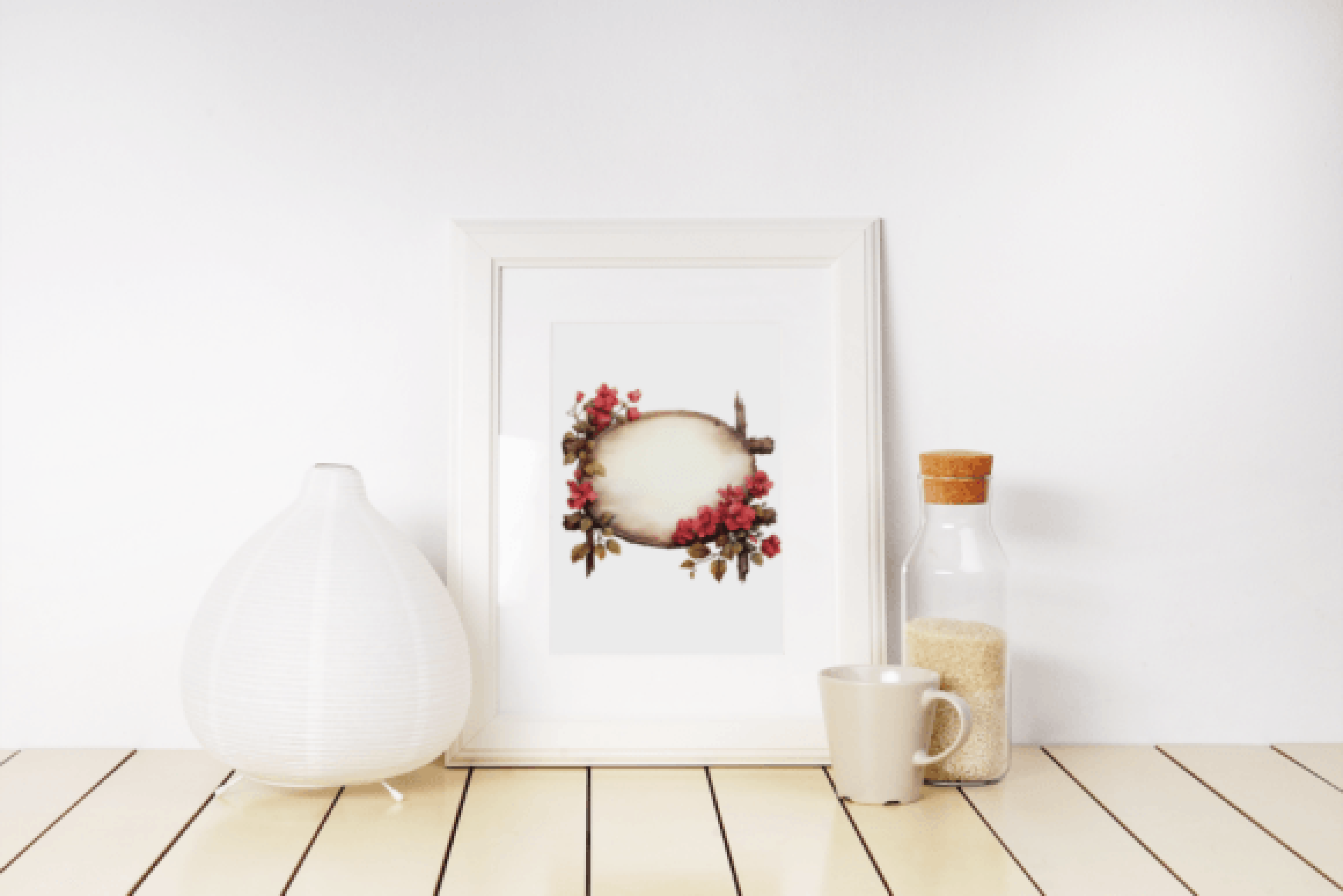 Vintage Valentine's Floral Wooden Sign Clipart Bundle