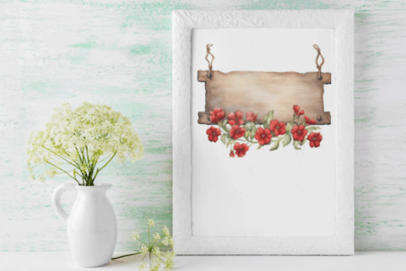 Vintage Valentine's Floral Wooden Sign Clipart Bundle - CraftNest - Digital Crafting and Art