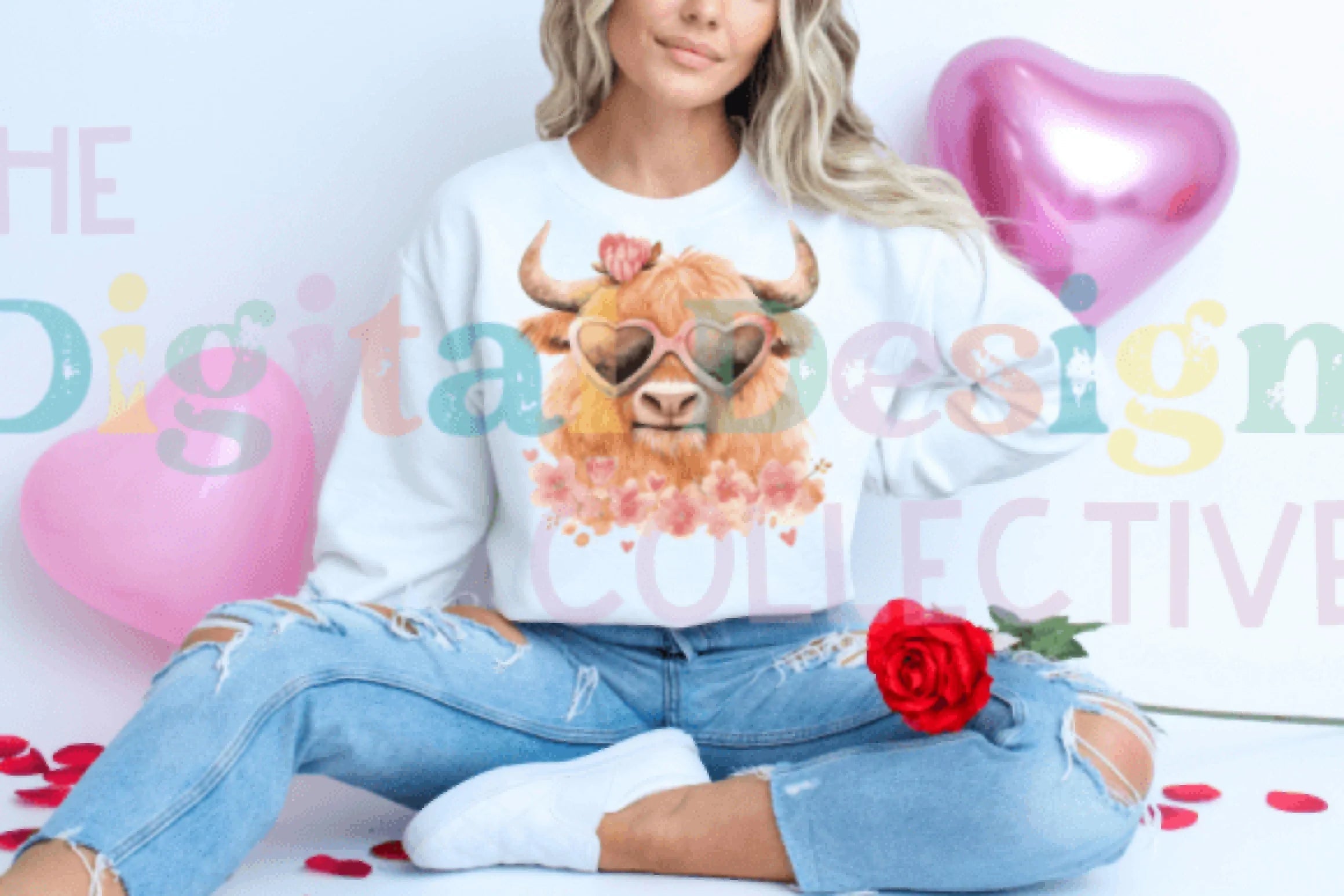 Vintage Valentine's Highland Cow Clipart Bundle - CraftNest - Digital Crafting and Art