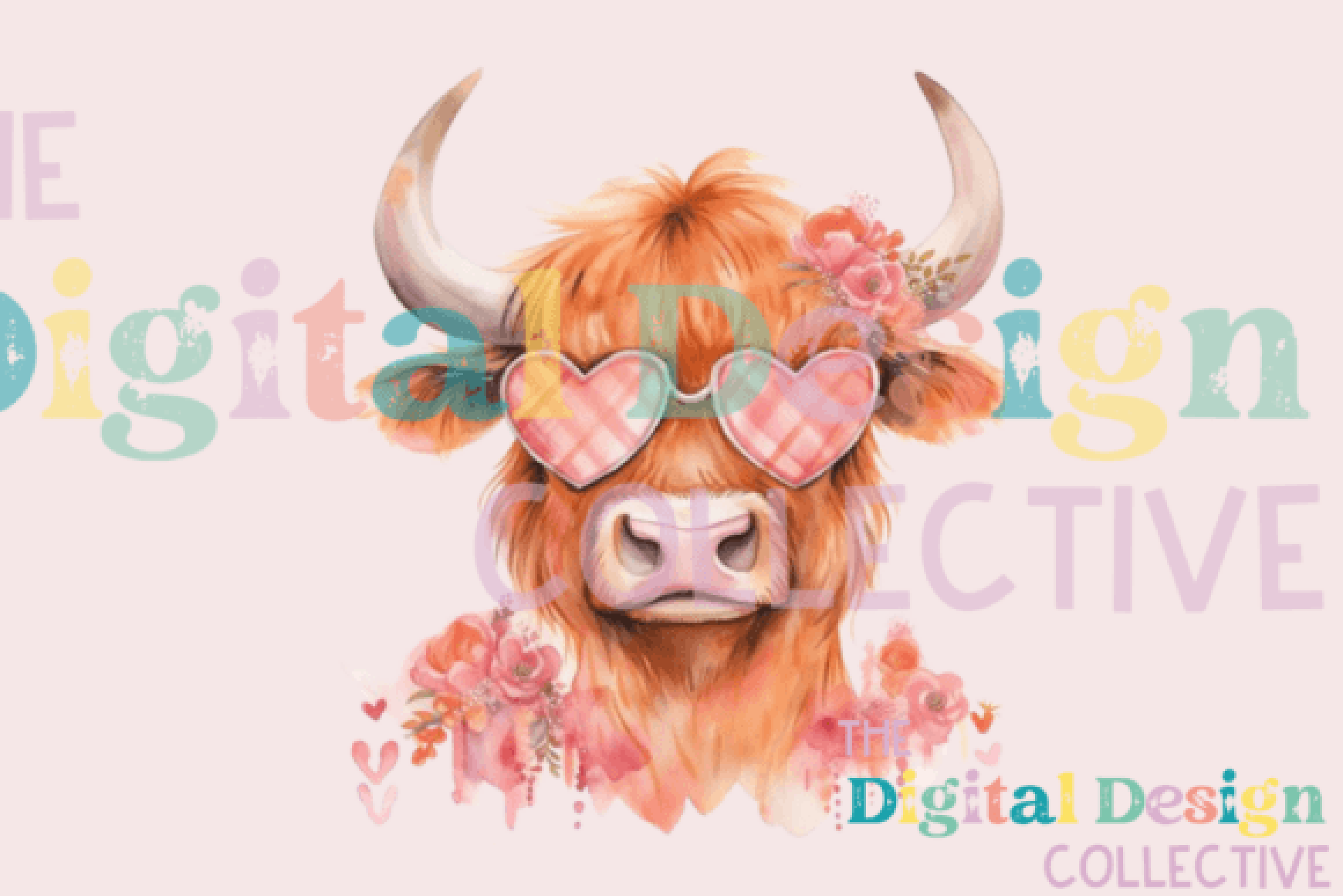 Vintage Valentine's Highland Cow Art Clipart Bundle