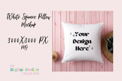 High-Quality White Square Pillow Mockup Design - CraftNest - Digital Crafting and Art